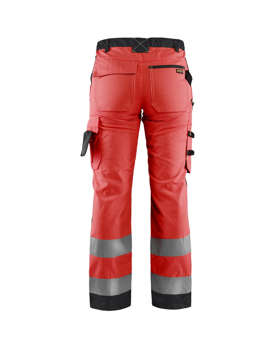 Blåkläder 7155 Dames High Vis Werkbroek - High Vis Rood/Zwart