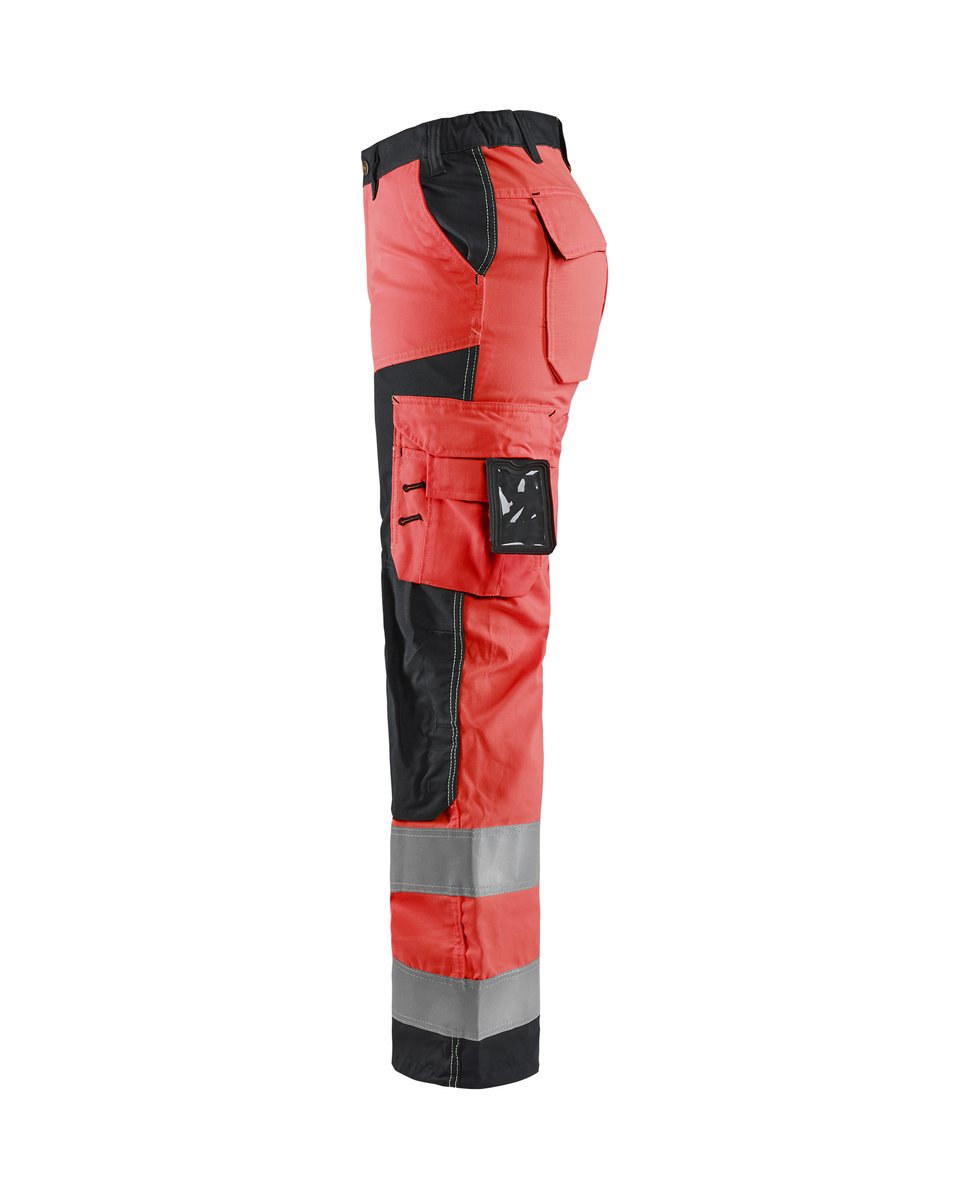 Blåkläder 7155 Dames High Vis Werkbroek - High Vis Rood/Zwart