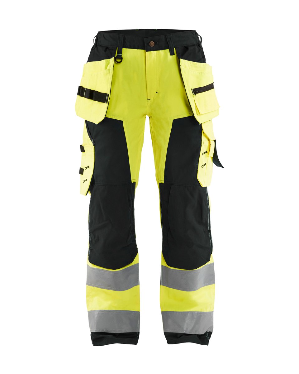 Blåkläder 7156 Dames High Vis werkbroek met gereedschapzakken - High Vis Geel/Zwart