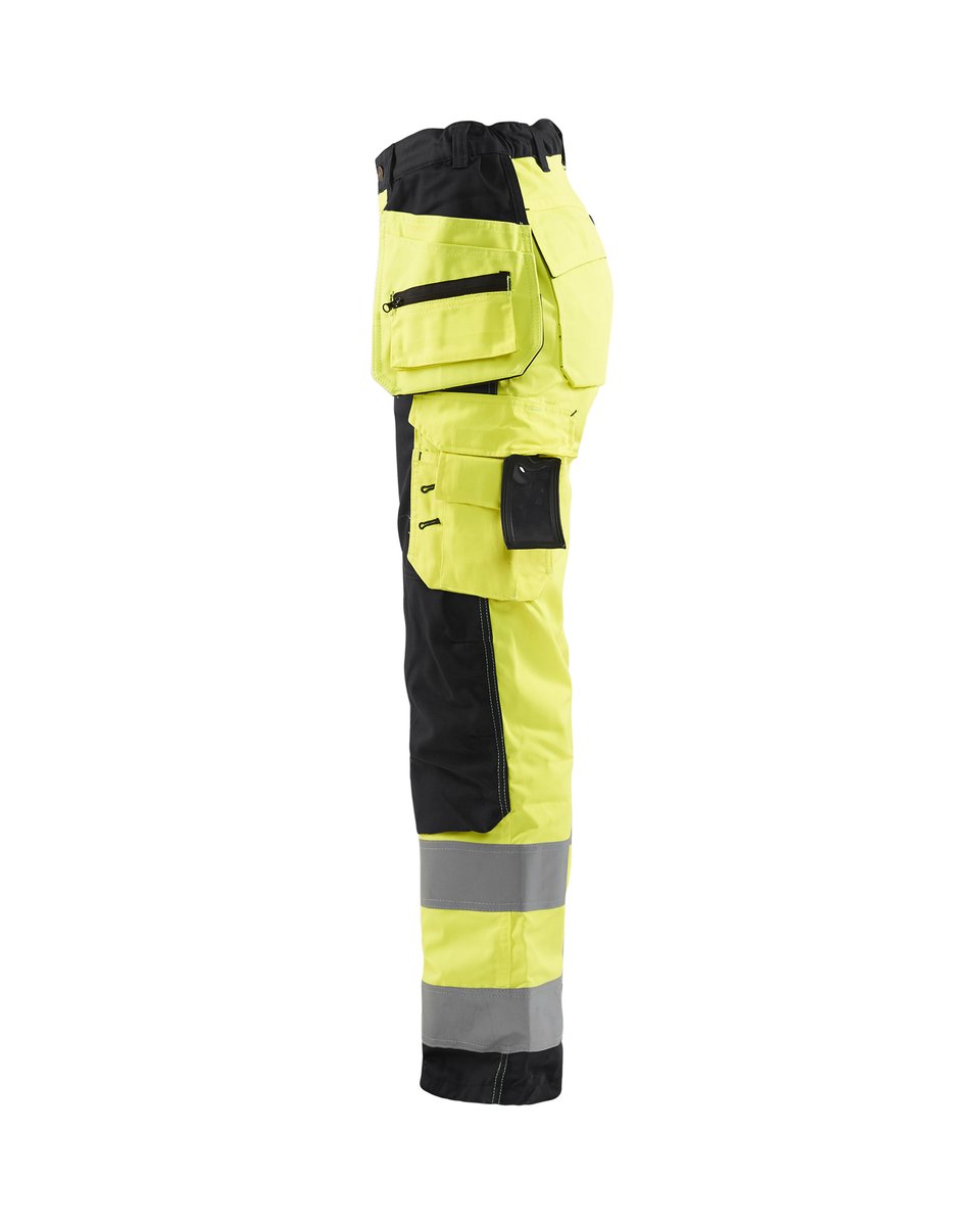Blåkläder 7156 Dames High Vis werkbroek met gereedschapzakken - High Vis Geel/Zwart