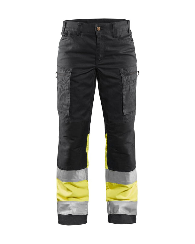 Blåkläder 7161 Dames High Vis werkbroek met stretch - Marine/High Vis Geel