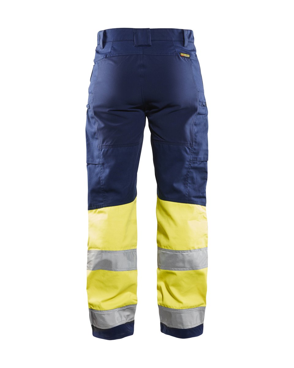 Blåkläder 7161 Dames High Vis werkbroek met stretch - Marine/High Vis Geel