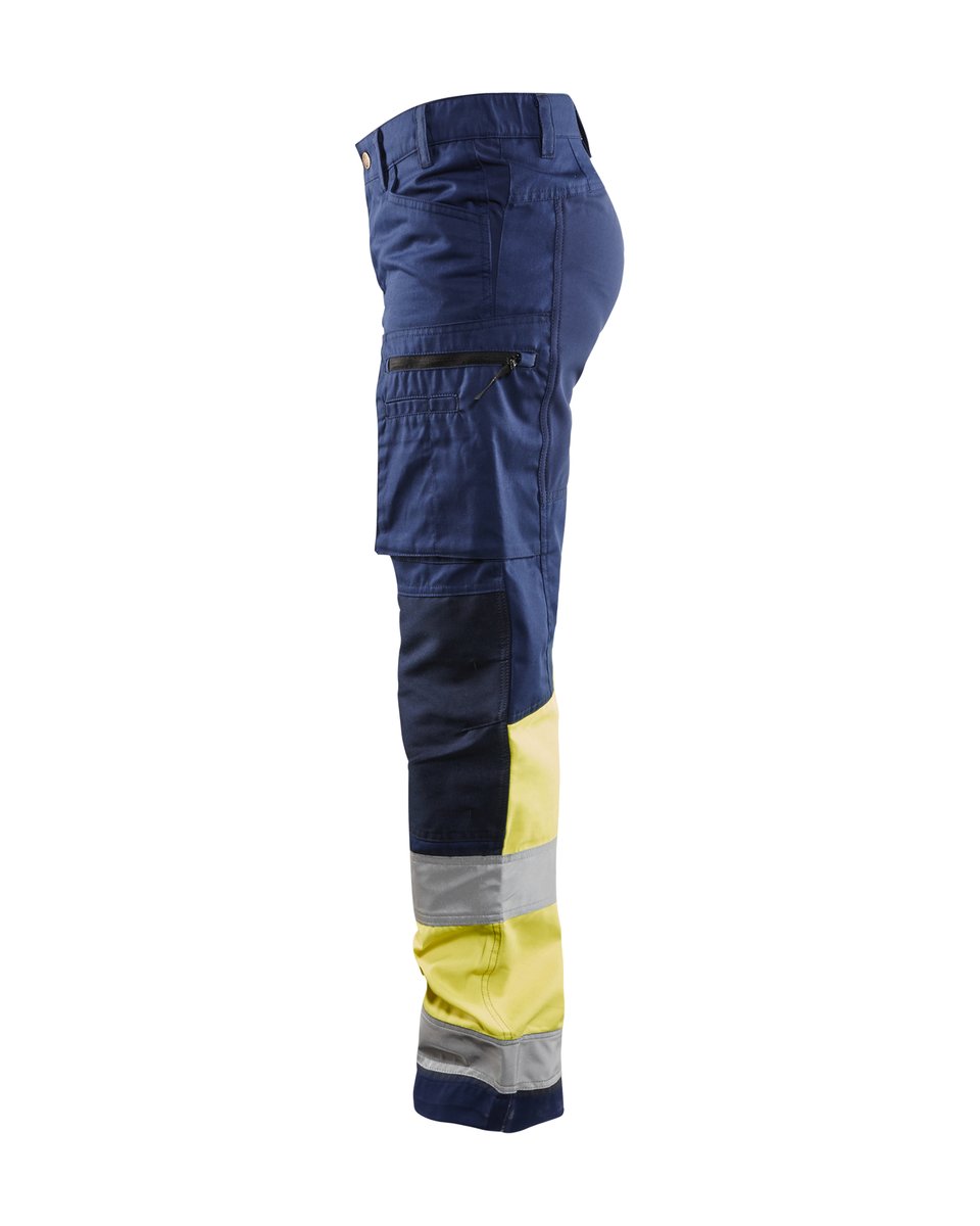Blåkläder 7161 Dames High Vis werkbroek met stretch - Marine/High Vis Geel