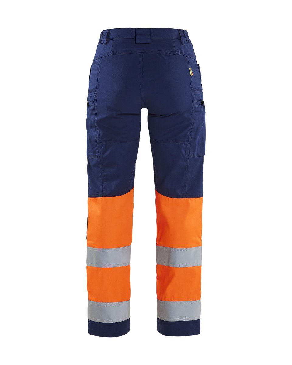 Blåkläder 7161 Dames High Vis werkbroek met stretch - Marineblauw/Oranje