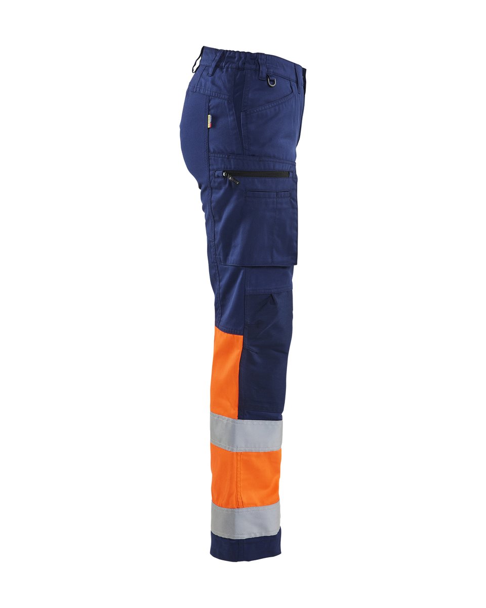 Blåkläder 7161 Dames High Vis werkbroek met stretch - Marineblauw/Oranje