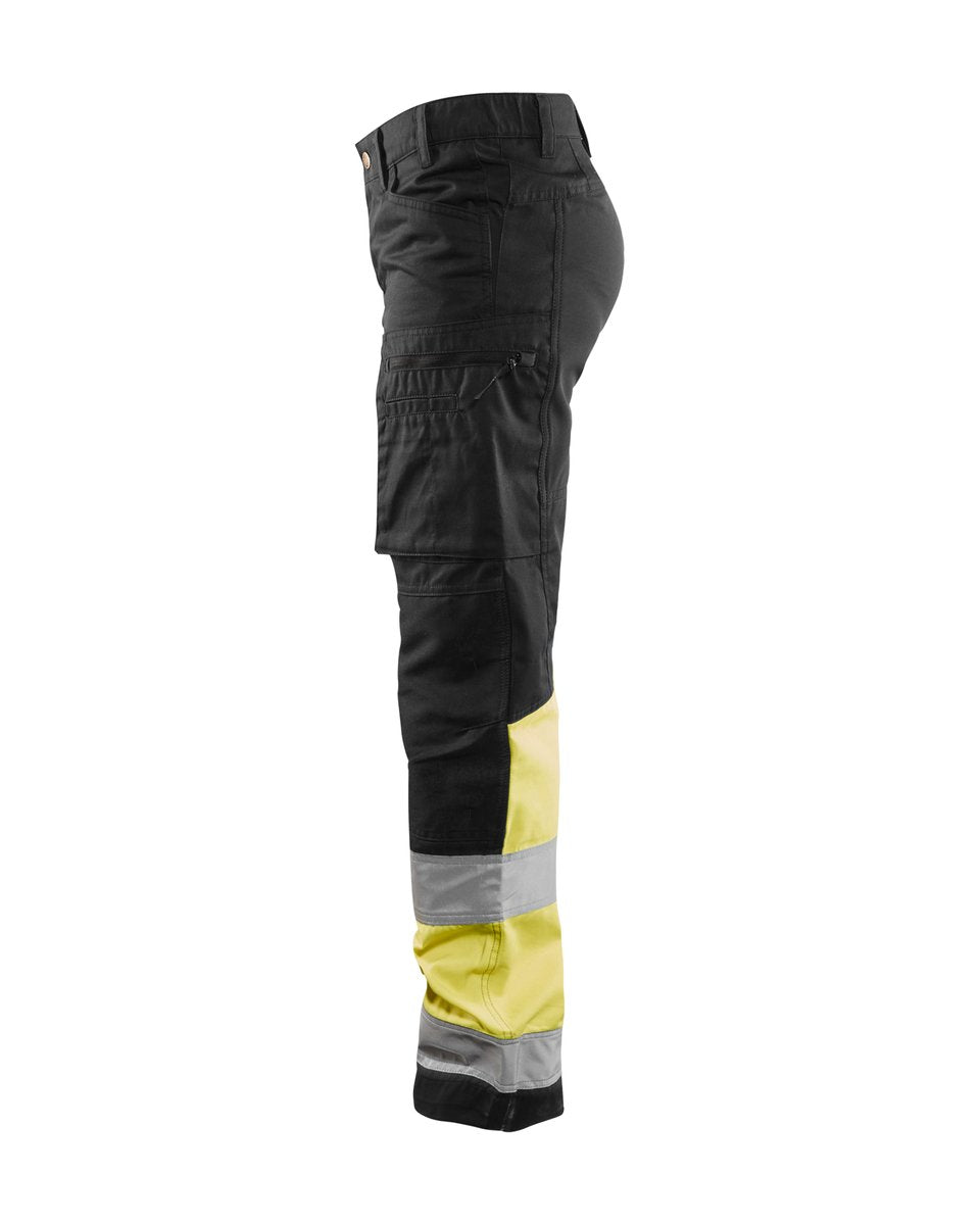 Blåkläder 7161 Dames High Vis werkbroek met stretch - Zwart/High Vis Geel