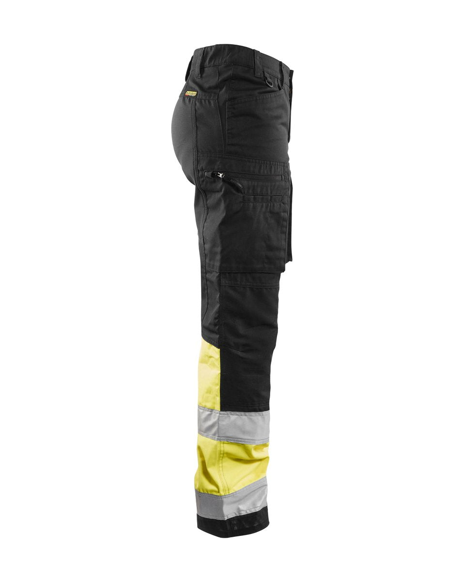 Blåkläder 7161 Dames High Vis werkbroek met stretch - Zwart/High Vis Geel