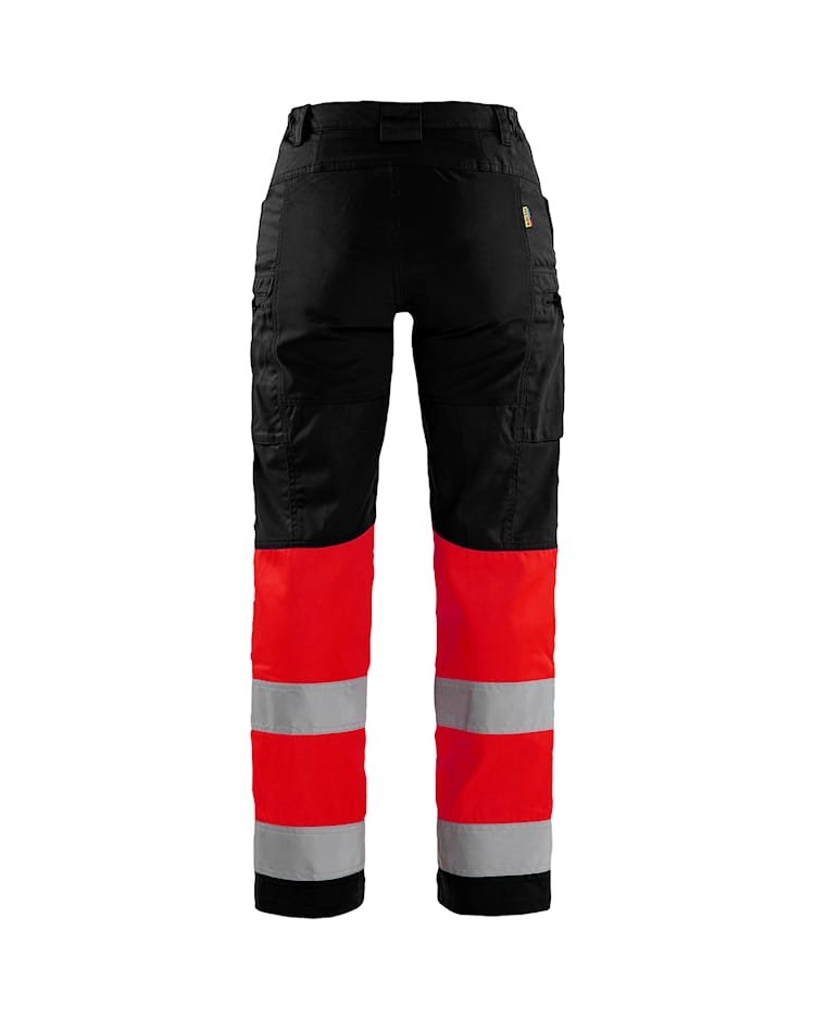 Blåkläder 7161 Dames High Vis werkbroek met stretch - Zwart/High Vis Rood