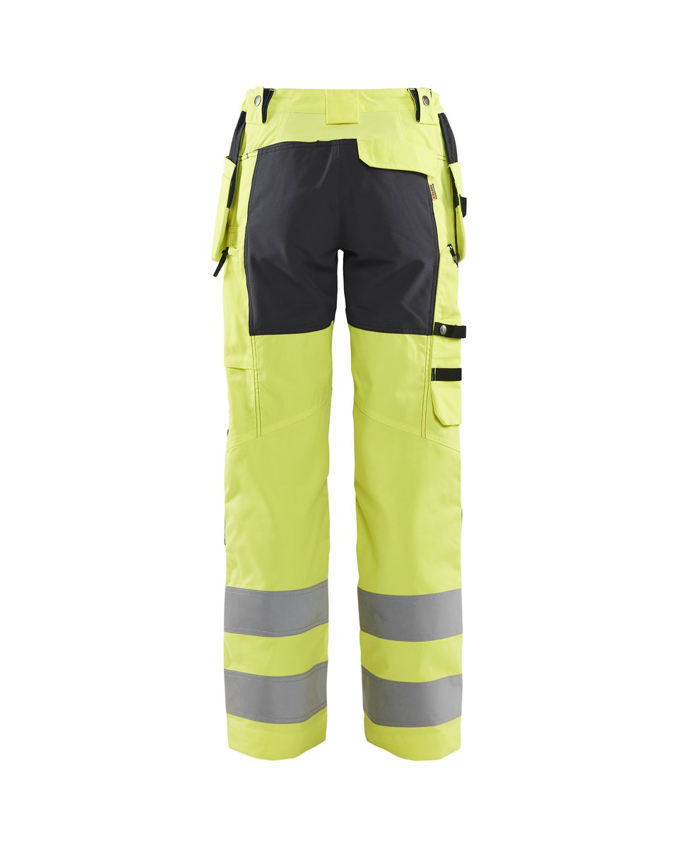 Blåkläder 7163 Dames High Vis Werkbroek met stretch en gereedschapszakken - High Vis Geel/Zwart
