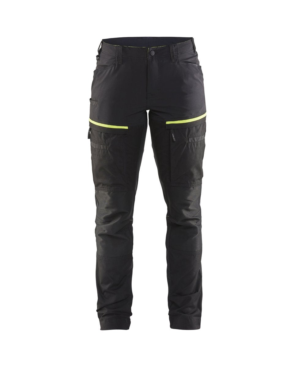 Blåkläder 7166 Dames Service werkbroek stretch - Zwart/High Vis Geel