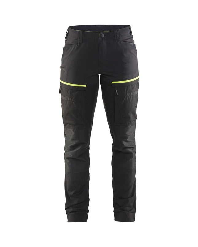Blåkläder 7166 Dames Service werkbroek stretch - Zwart/High Vis Geel