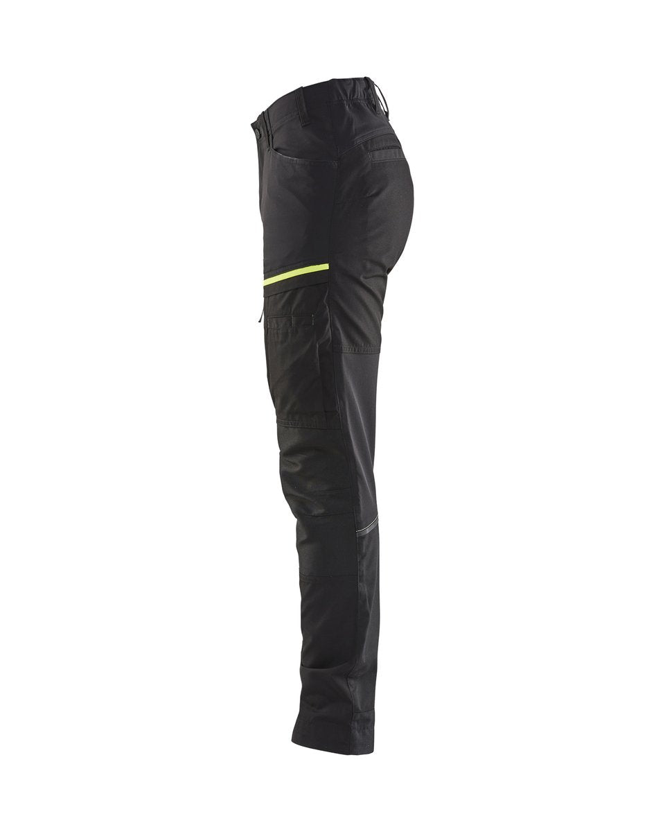 Blåkläder 7166 Dames Service werkbroek stretch - Zwart/High Vis Geel