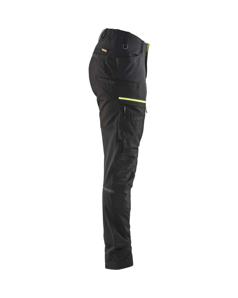 Blåkläder 7166 Dames Service werkbroek stretch - Zwart/High Vis Geel