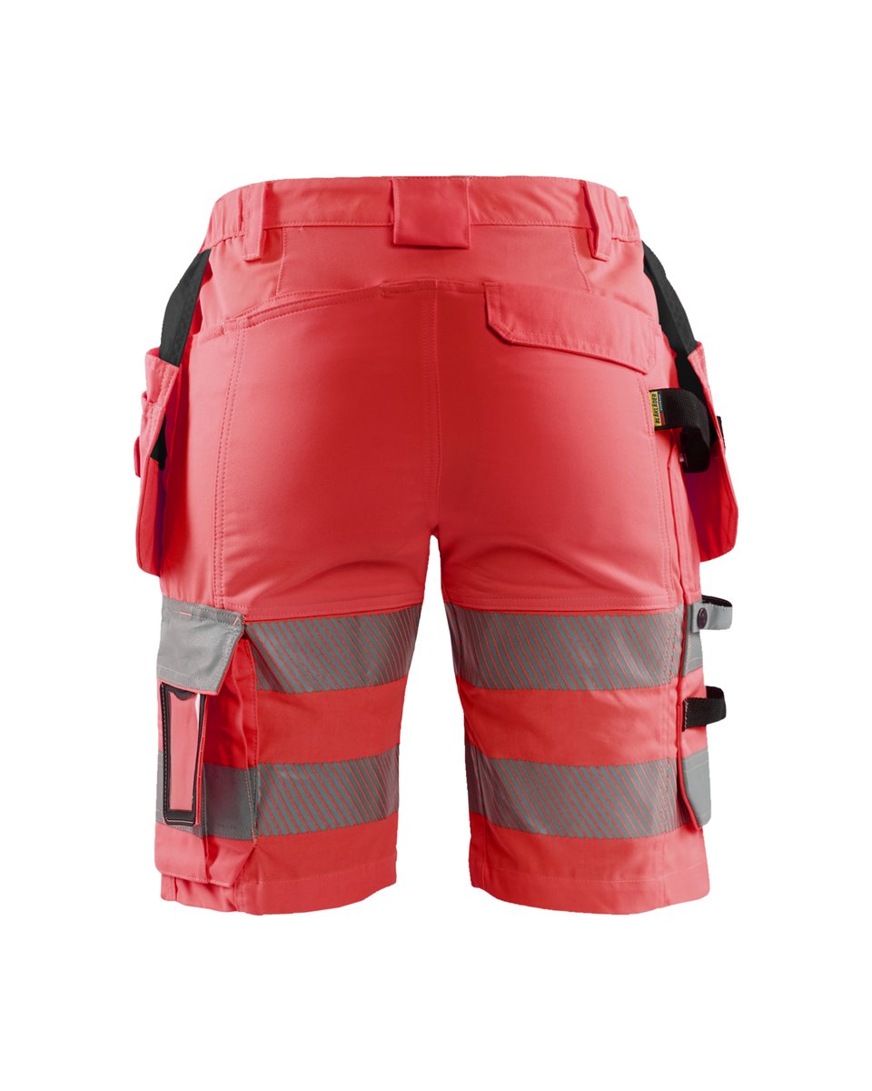 Blåkläder 7186 Dames High Vis short met stretch en gereedschapszakken - High Vis Rood