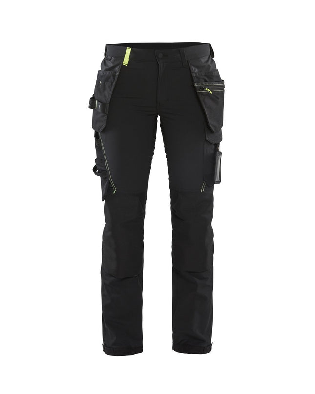 Blåkläder 7192 Dames werkbroek 4-weg stretch met gereedschapszakken - Zwart/High Vis Geel