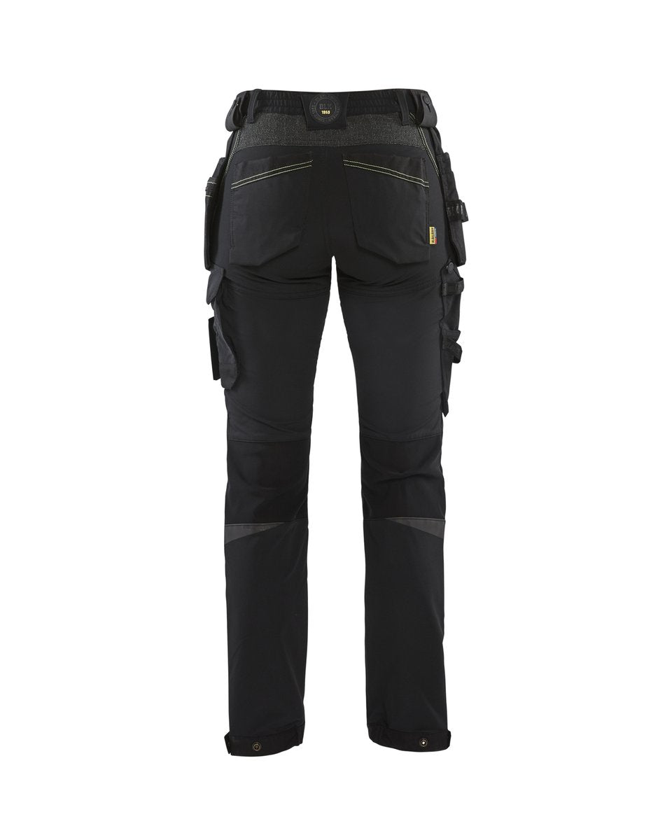 Blåkläder 7192 Dames werkbroek 4-weg stretch met gereedschapszakken - Zwart/High Vis Geel