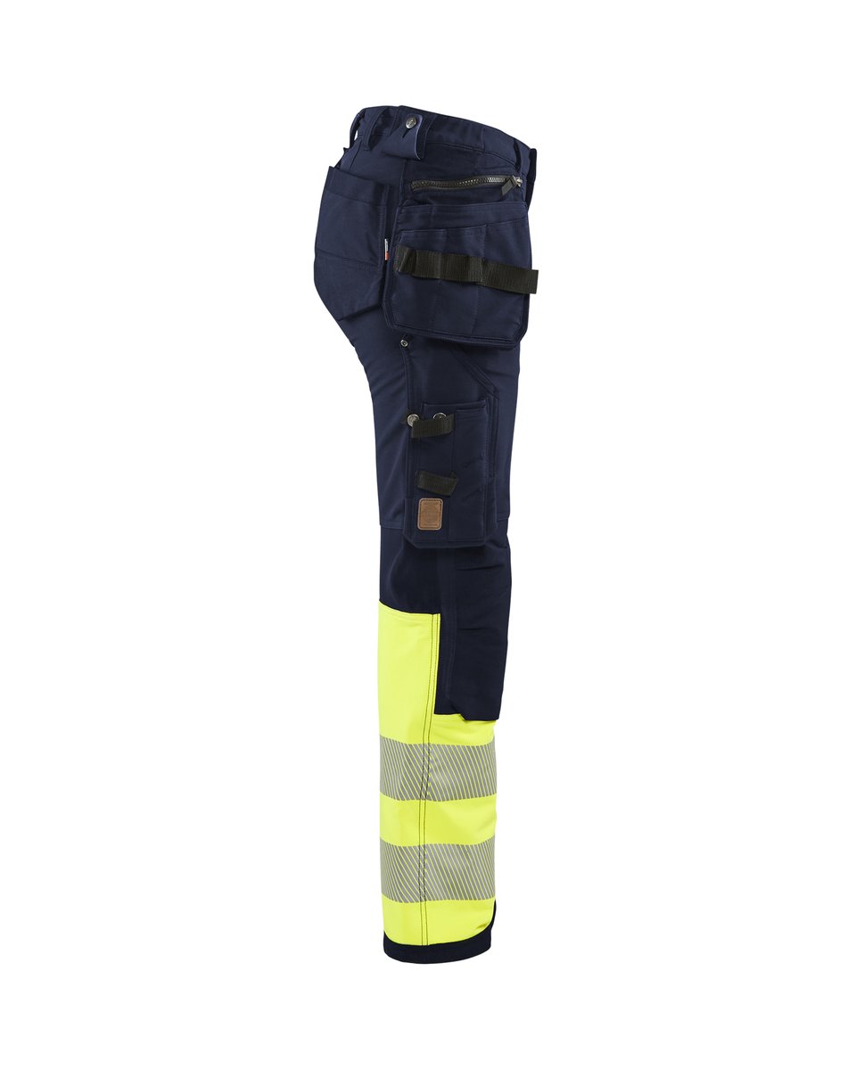 Blåkläder 7193 Dames High Vis werkbroek 4-weg stretch met gereedschapszakken - Zwart/High Vis Geel