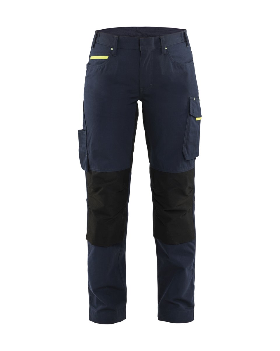Blåkläder 7195 Dames service werkbroek stretch - Donker marineblauw/High Vis Geel