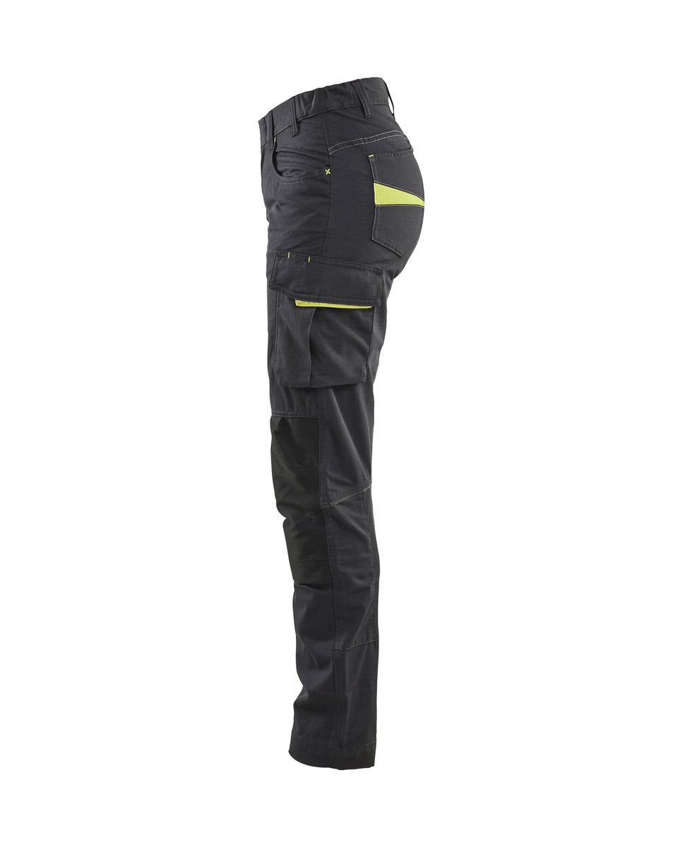 Blåkläder 7195 Dames service werkbroek stretch - Zwart/High Vis Geel