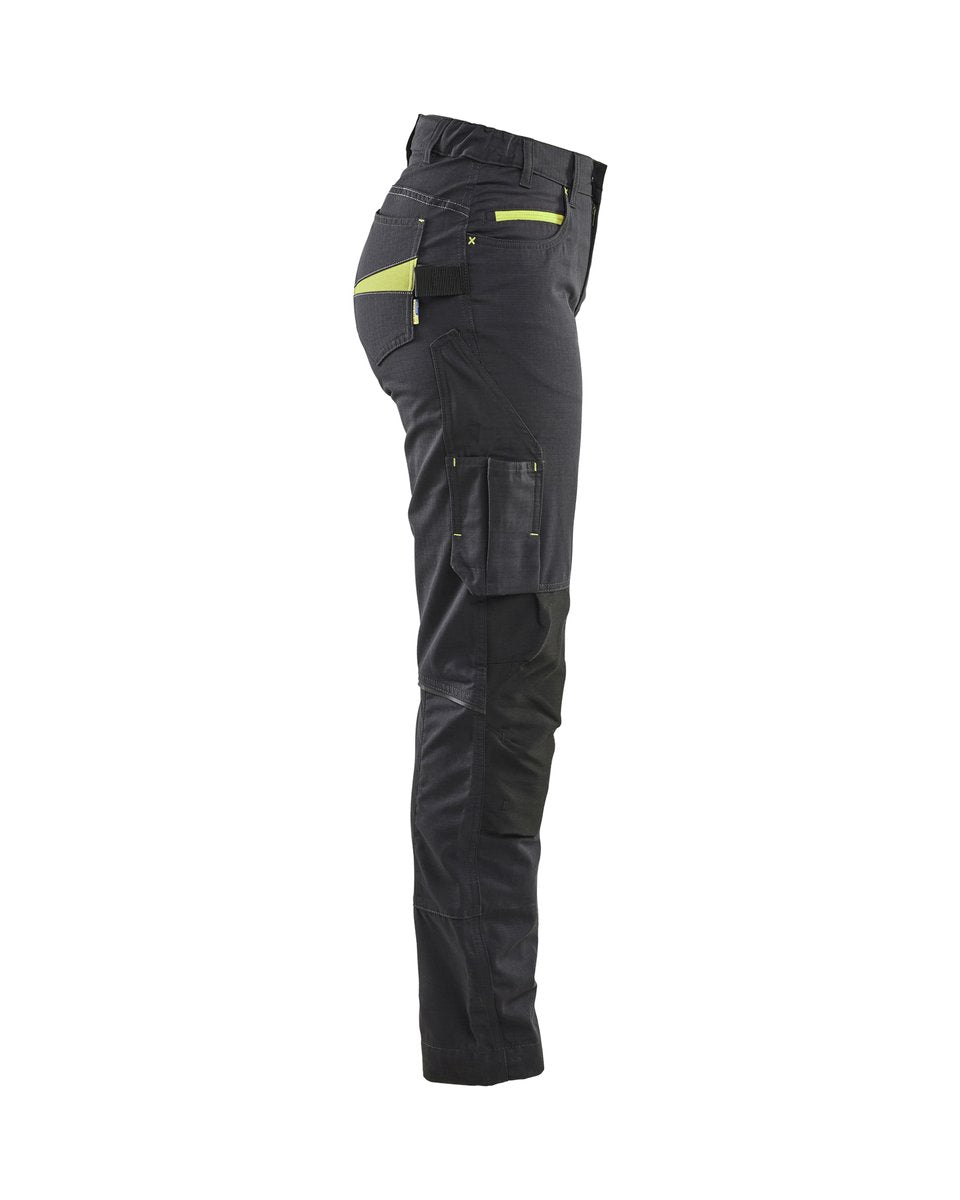 Blåkläder 7195 Dames service werkbroek stretch - Zwart/High Vis Geel