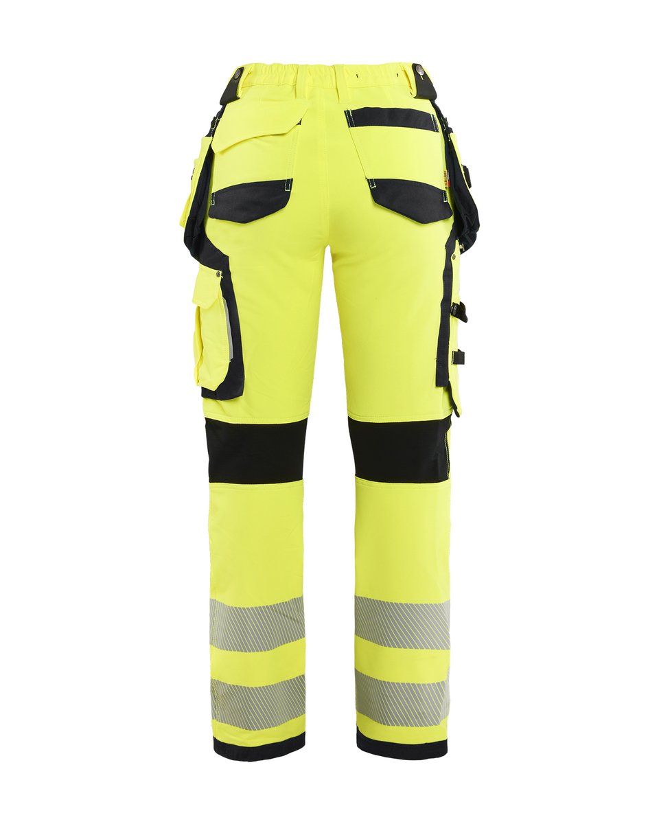 Blåkläder 7197 Dames High Vis werkbroek 4-weg stretch met gereedschapszakken - High Vis Geel/Zwart