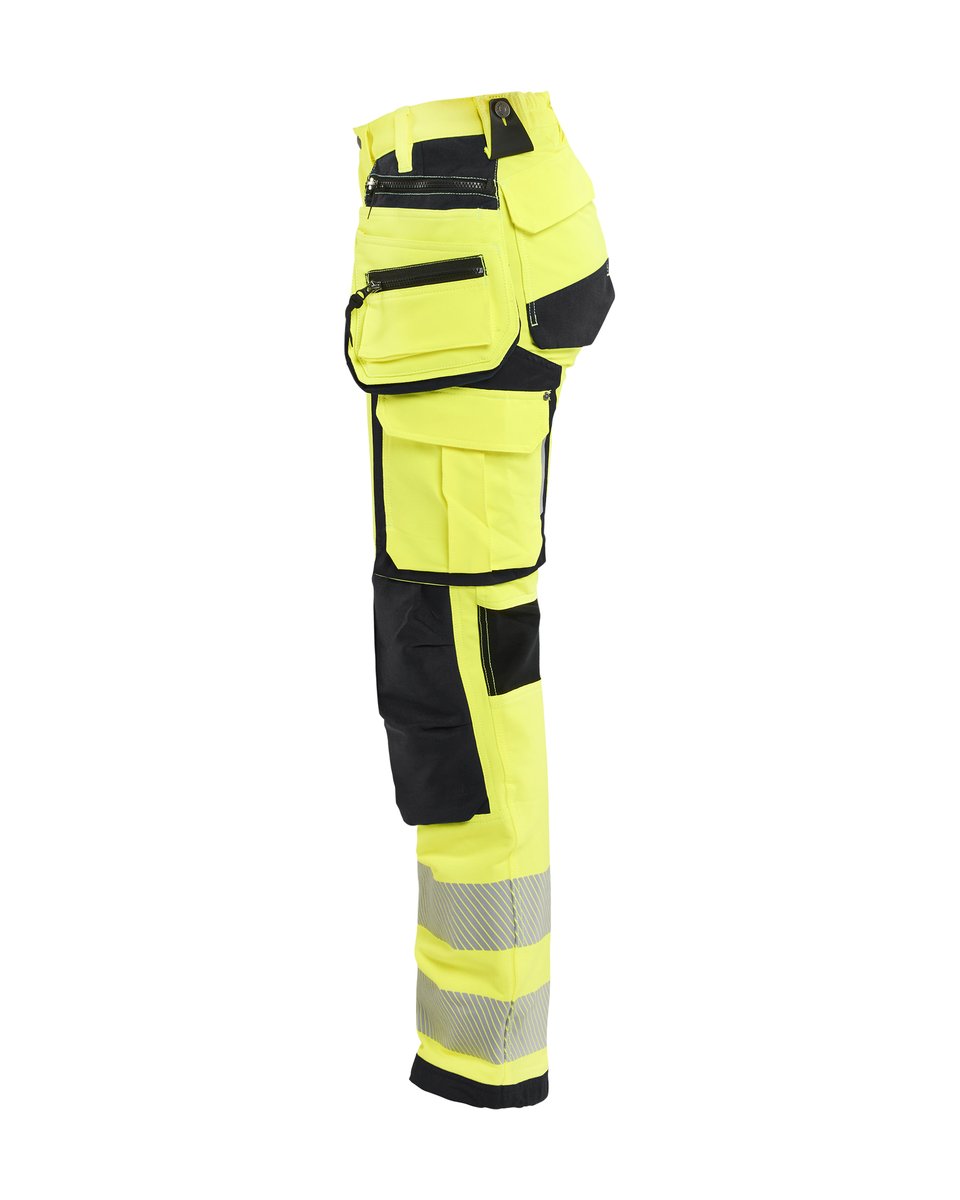 Blåkläder 7197 Dames High Vis werkbroek 4-weg stretch met gereedschapszakken - High Vis Geel/Zwart