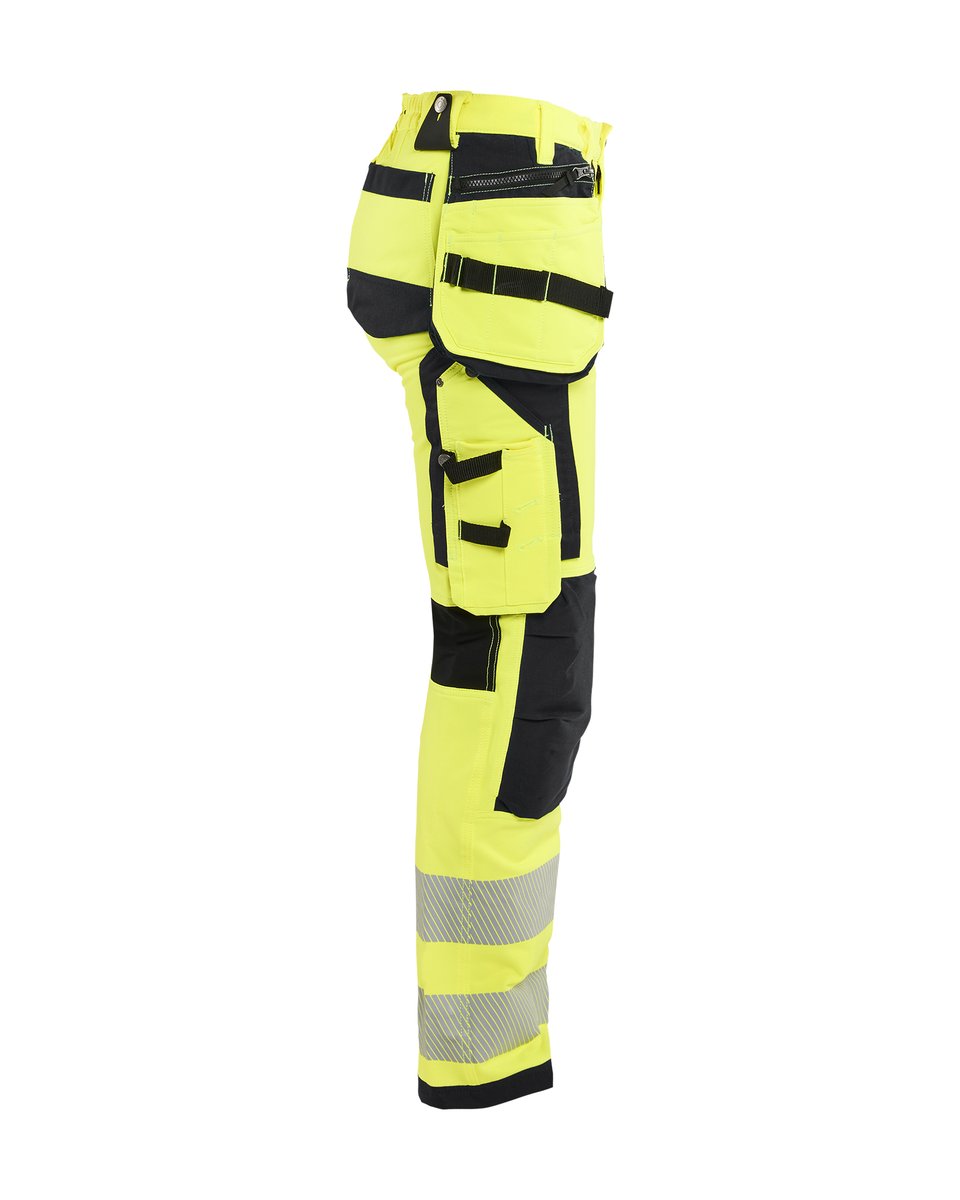 Blåkläder 7197 Dames High Vis werkbroek 4-weg stretch met gereedschapszakken - High Vis Geel/Zwart