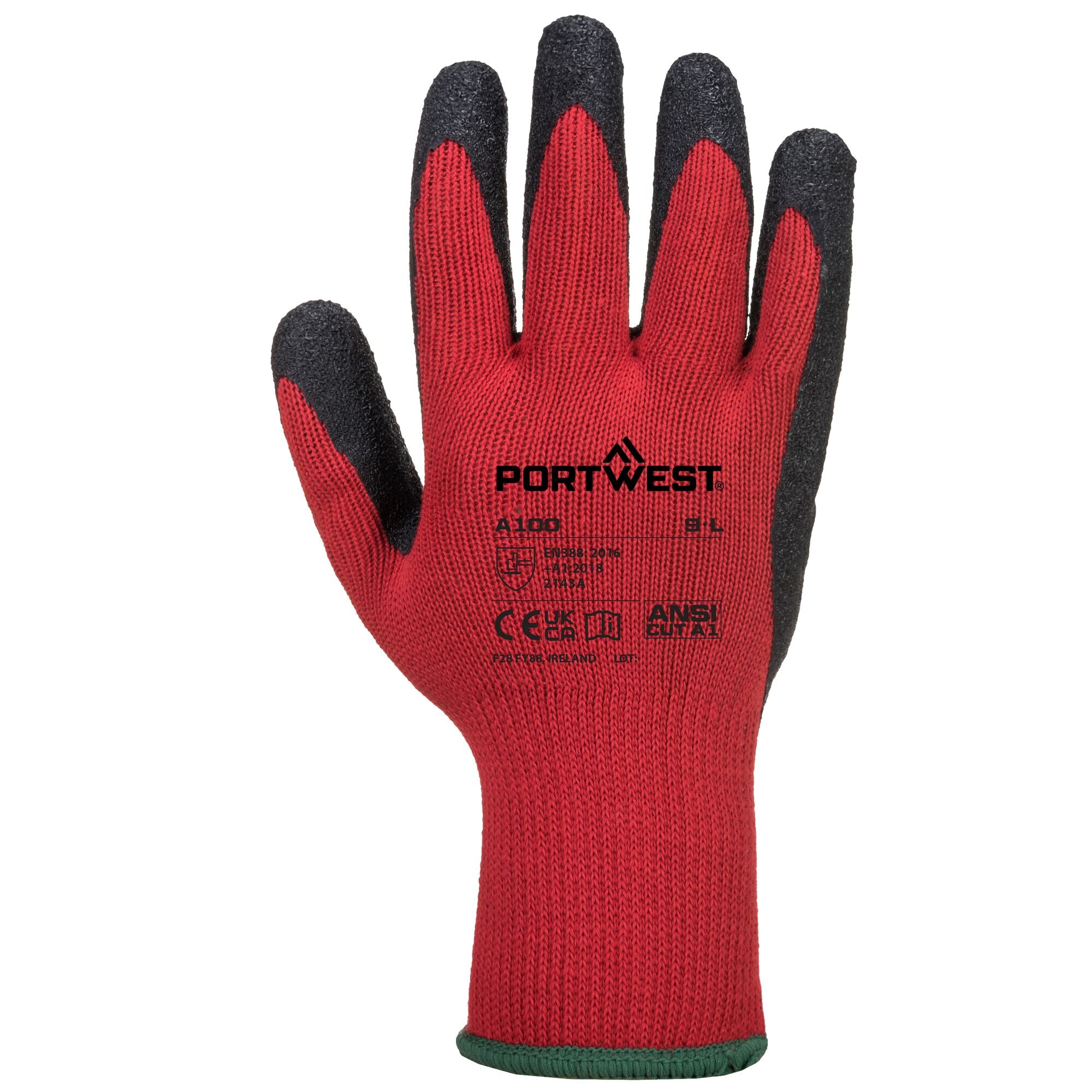 Griphandschoen - Latex - Rood/Zwart - achterkant
