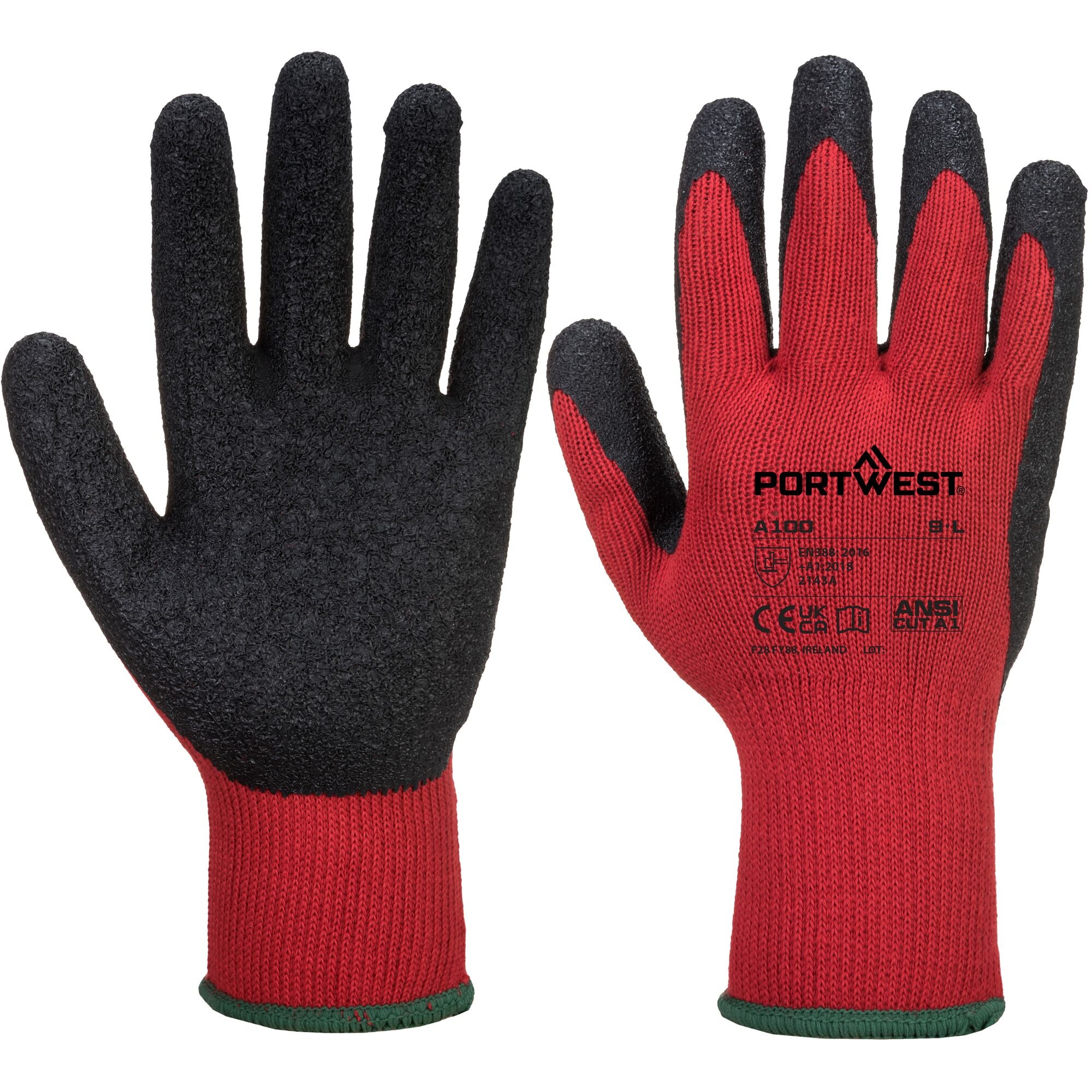 Griphandschoen - Latex - Rood/Zwart