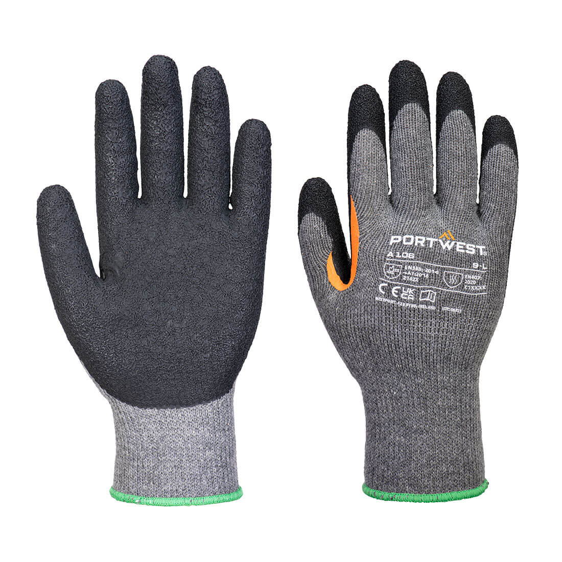 Grip 10 latex handschoen met versterkt duimkruis (Pk12) - Grey/Black