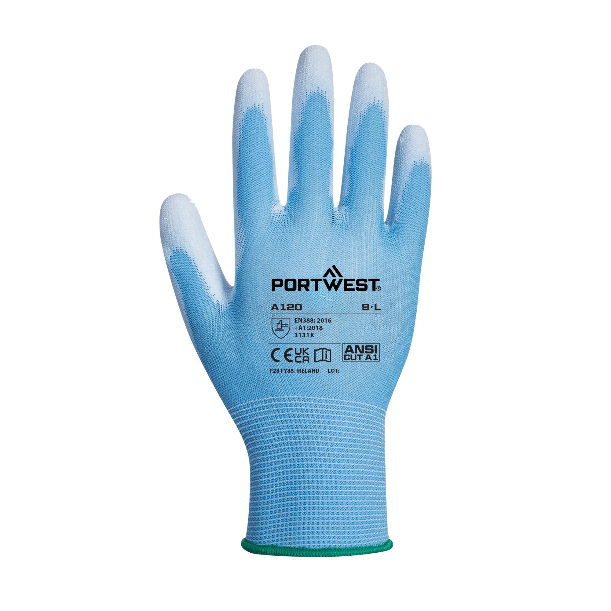 PU Palm Handschoen - Blauw - achterkant