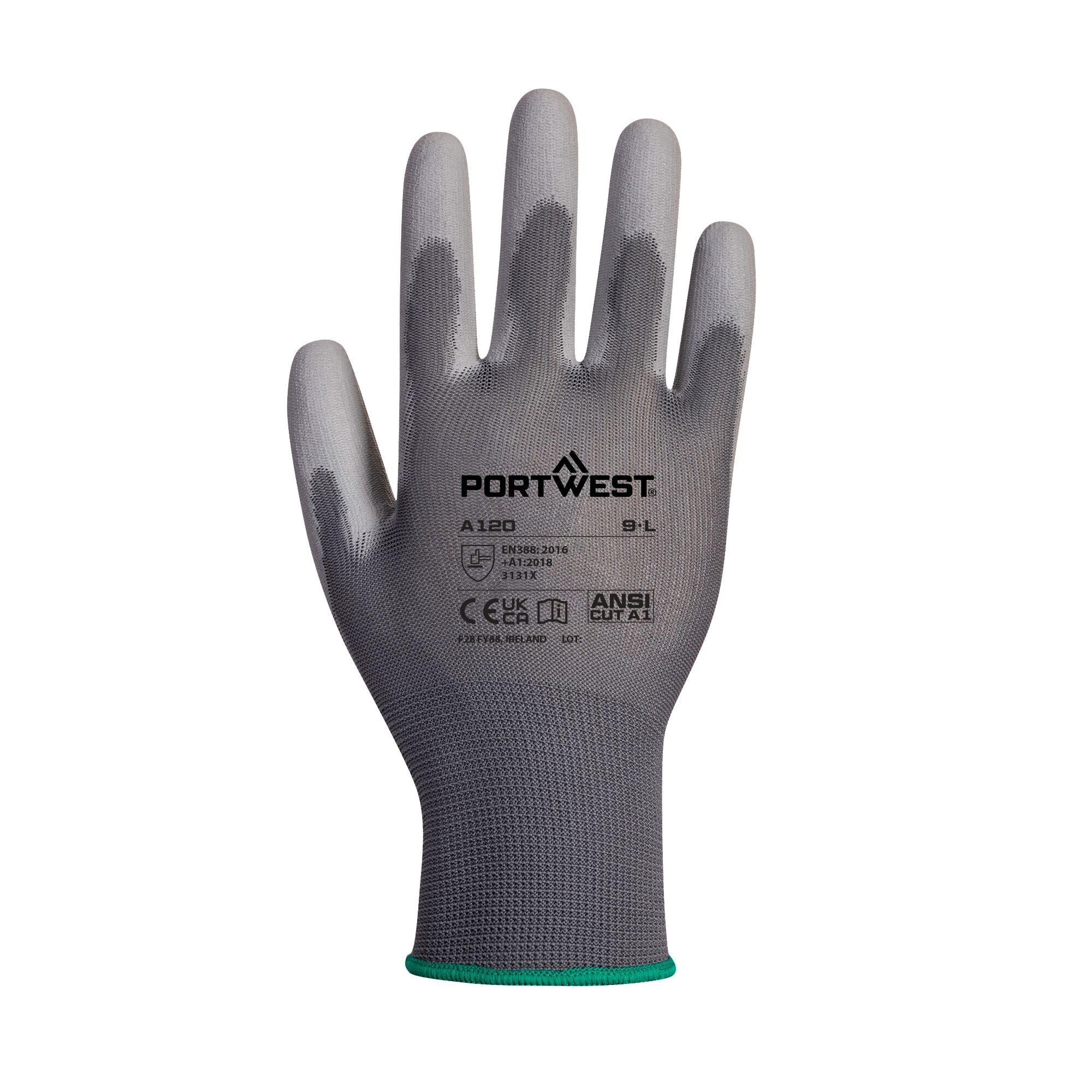 PU Palm Handschoen - Grijs - achterkant