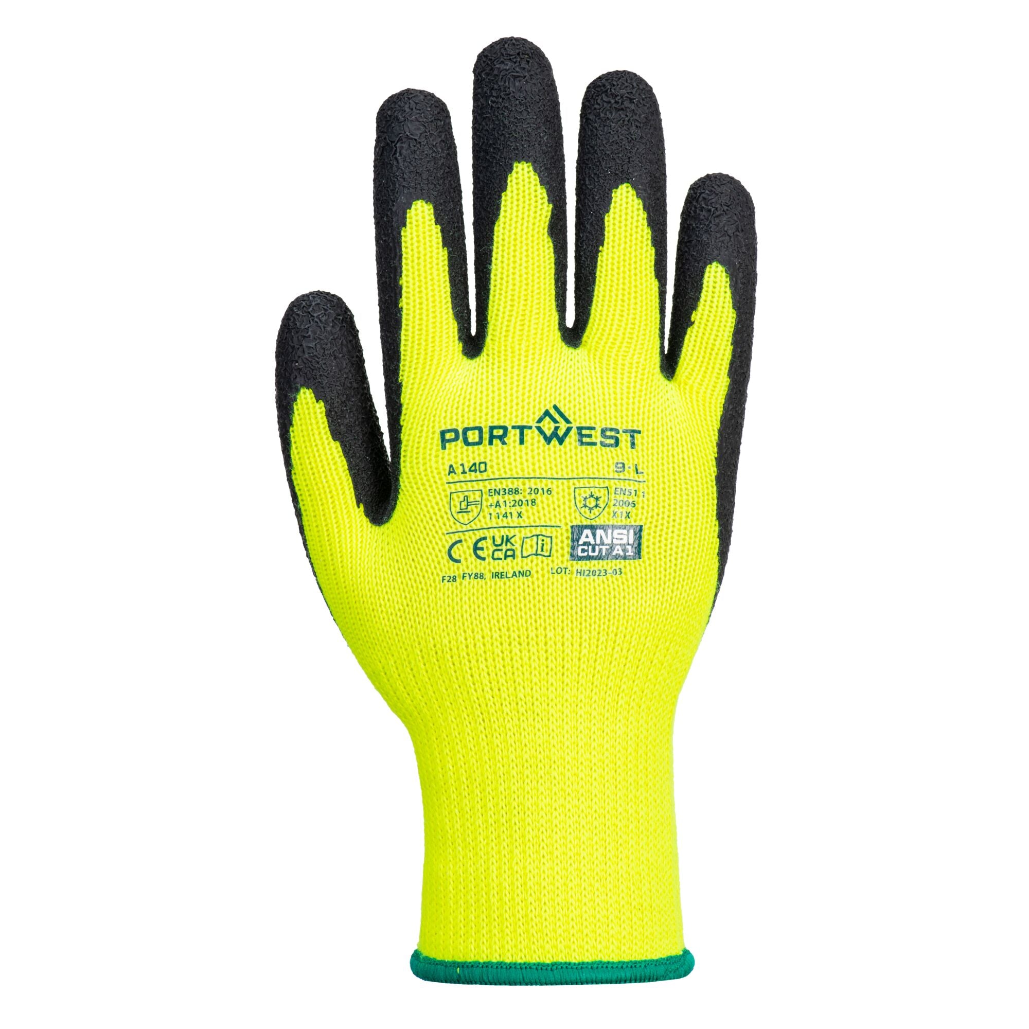 Thermische Handschoen met Grip - Zwart - achterkant