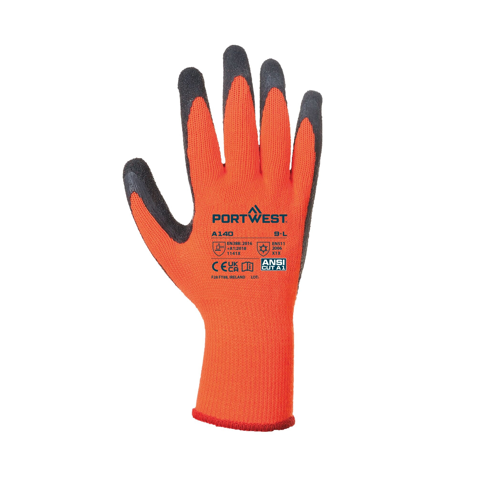 Thermische Handschoen met Grip - Oranje/Zwart - achterkant