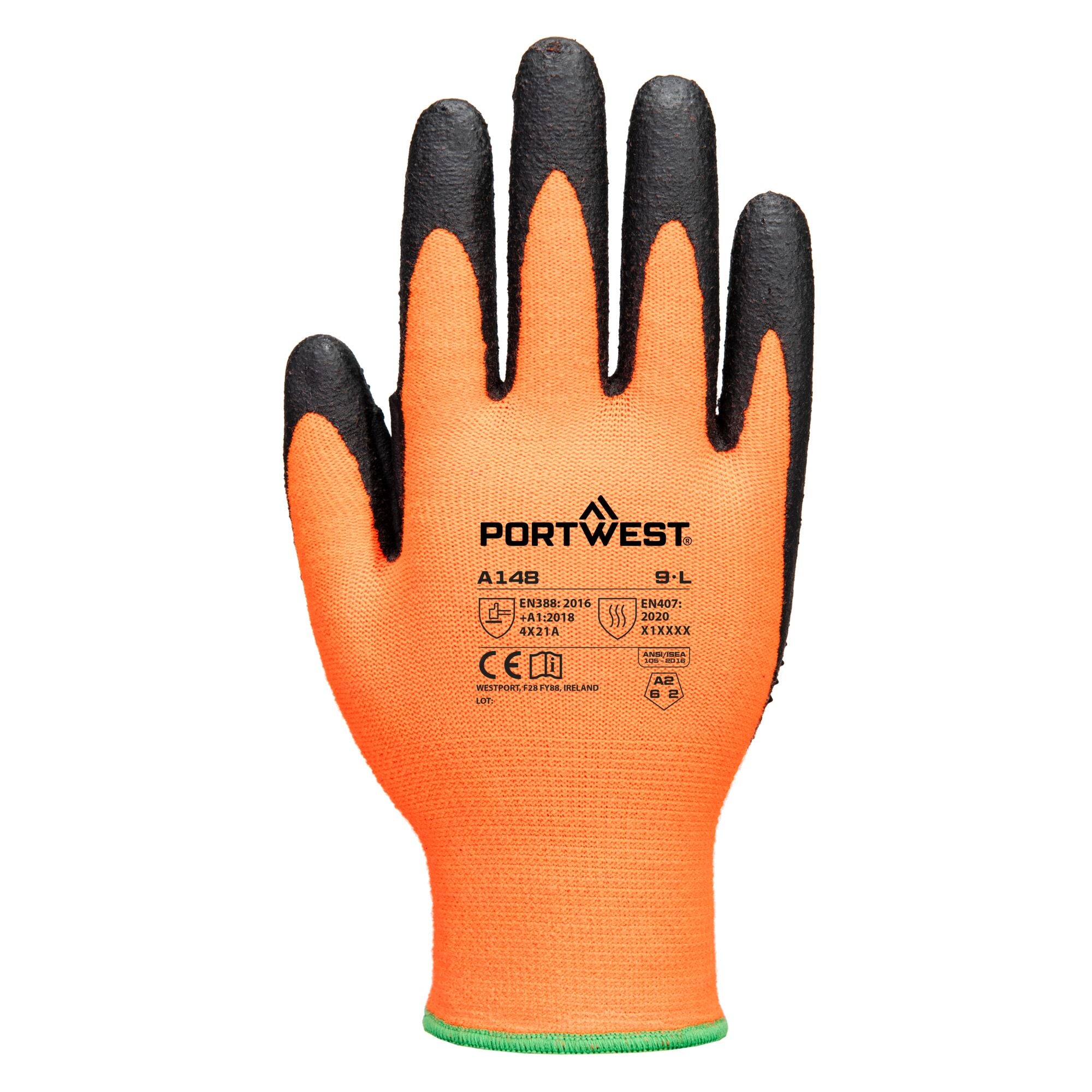 Grip 13 Nitril Handschoen met Dots - Oranje/Zwart - achterkant