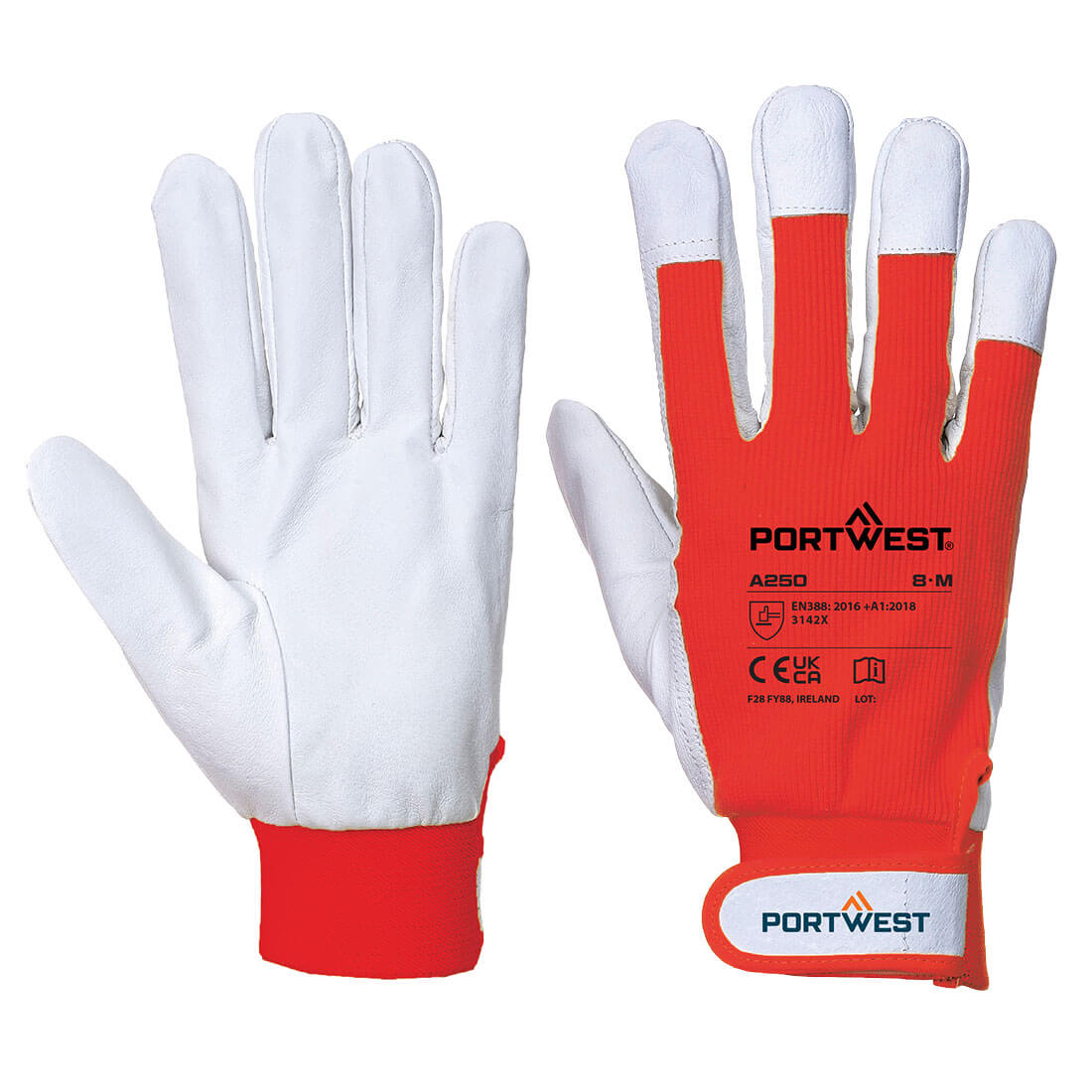 Leather 110 Grain Palm Mechanical Glove - Red