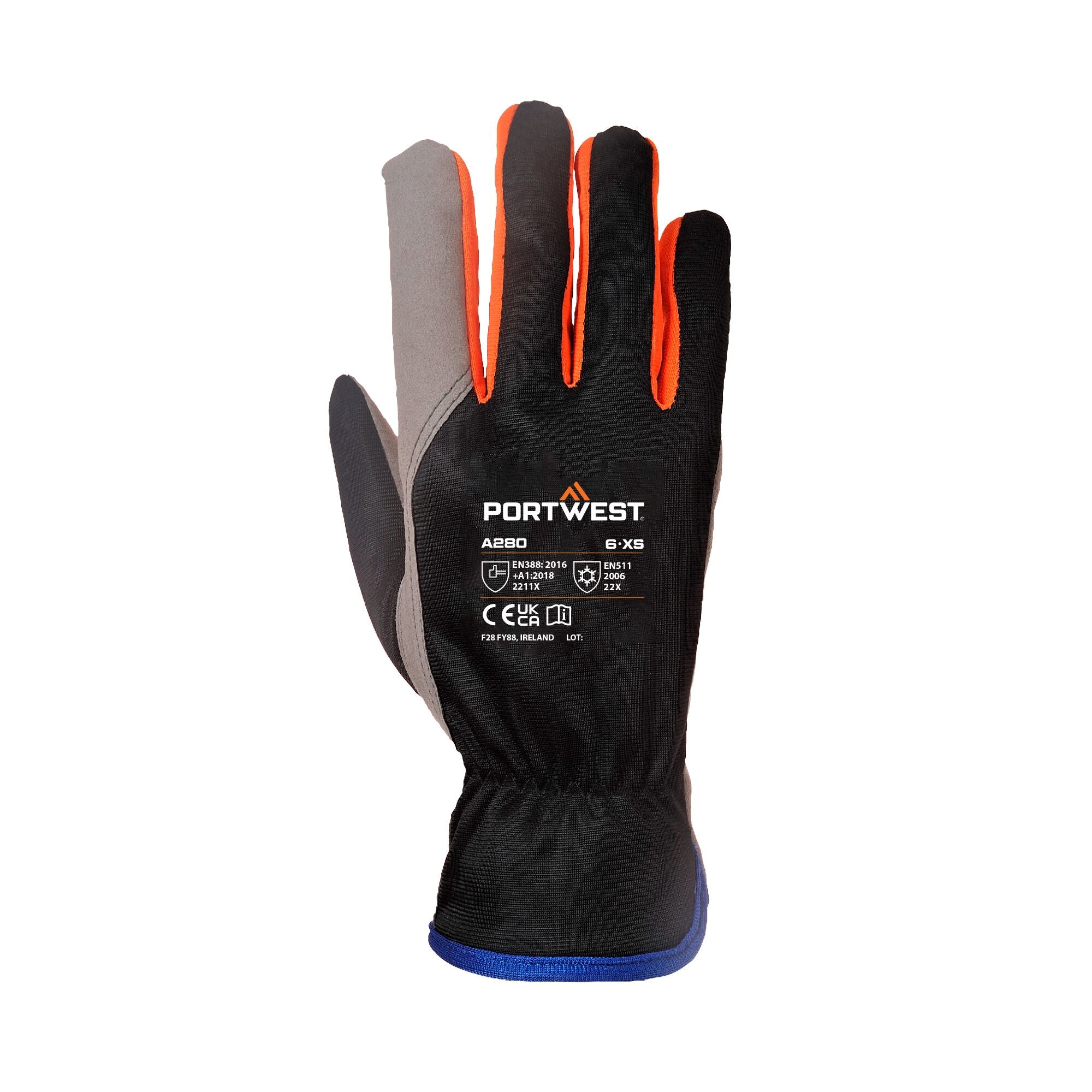 Wintershield Handschoen - Zwart/Oranje - achterkant