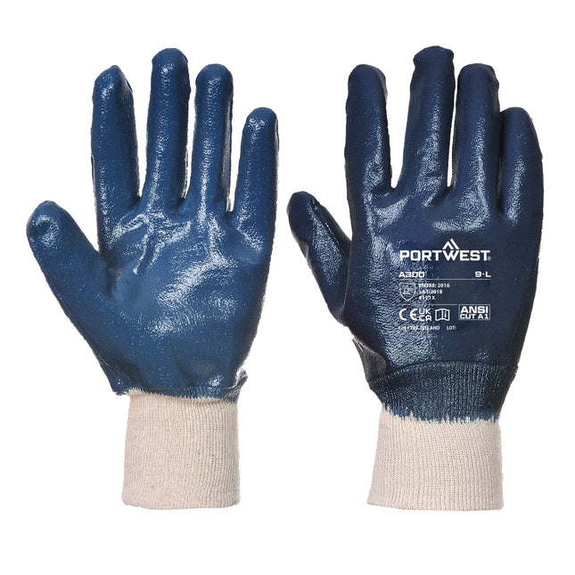 Nitril handschoen met gebreid manchet - Marine