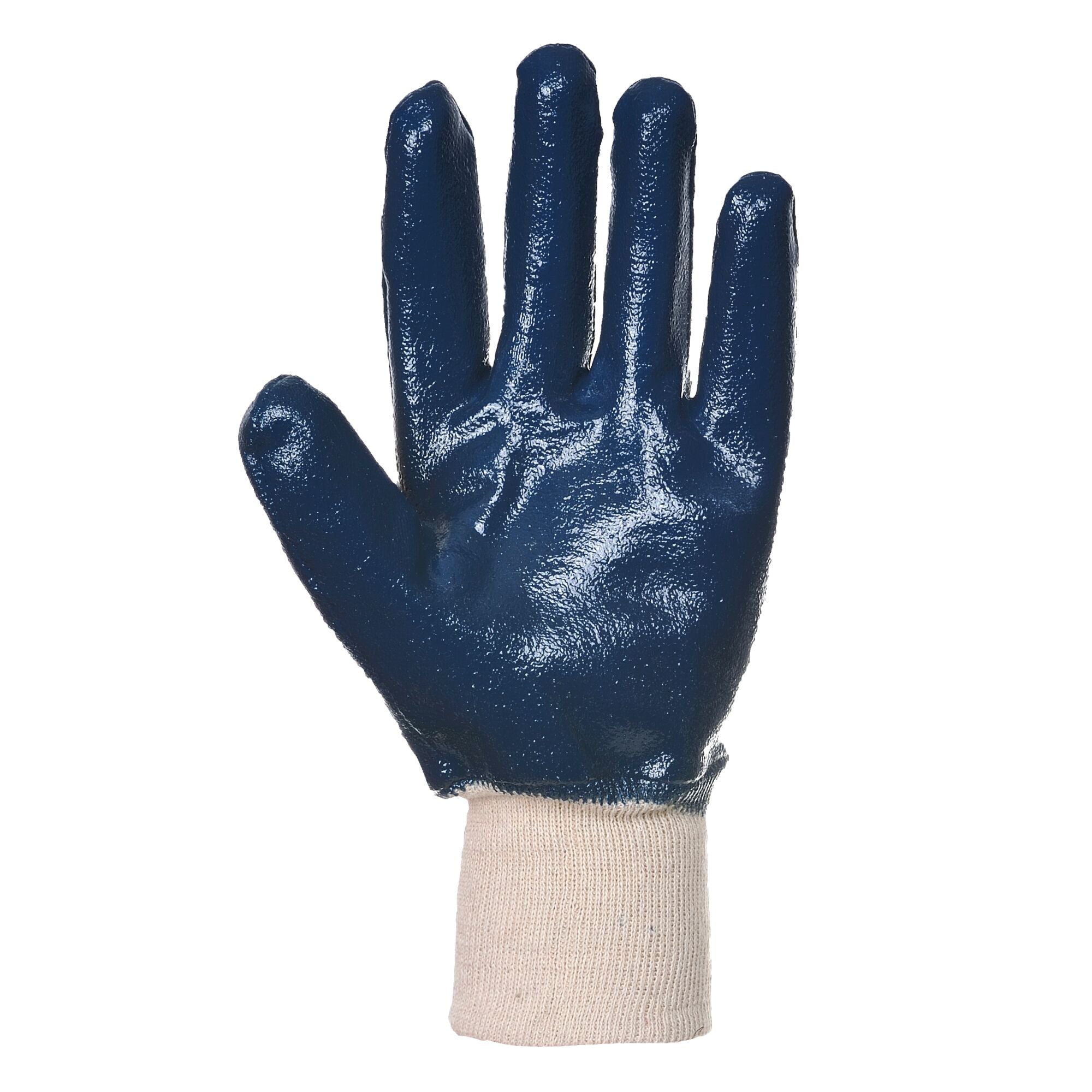 Nitril handschoen met gebreid manchet - Marine - voorkant