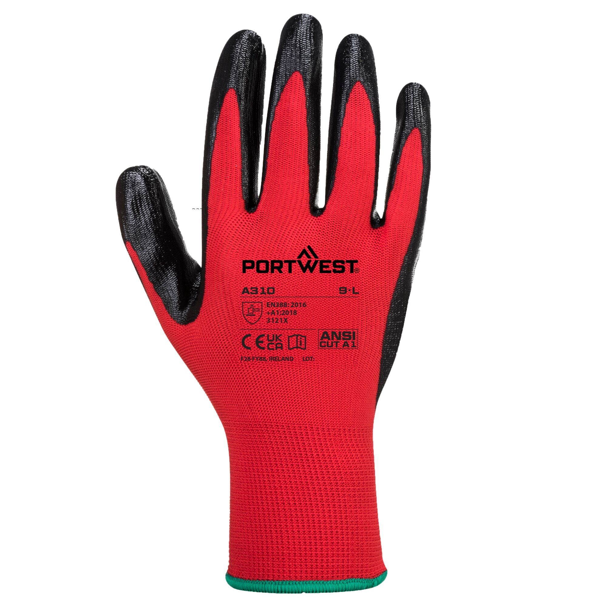 Flexo Grip Nitril Handschoen - Rood/Zwart - achterkant