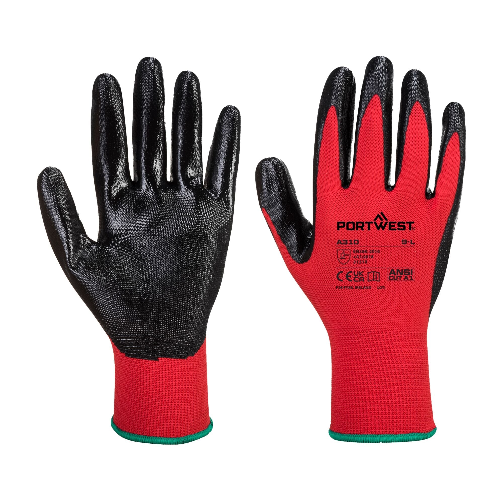 Flexo Grip Nitril Handschoen - Rood/Zwart