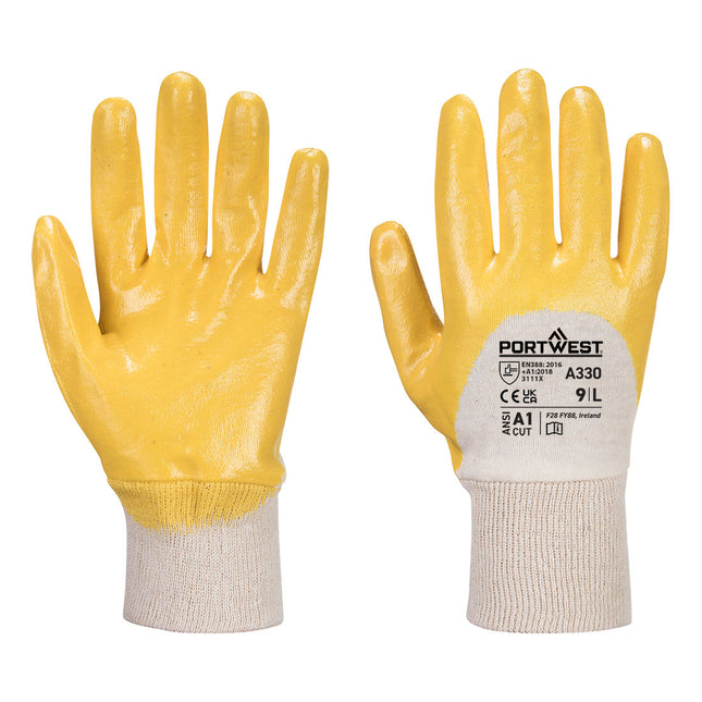 Grip 12 Nitrile Light Knitwrist Glove - Yellow