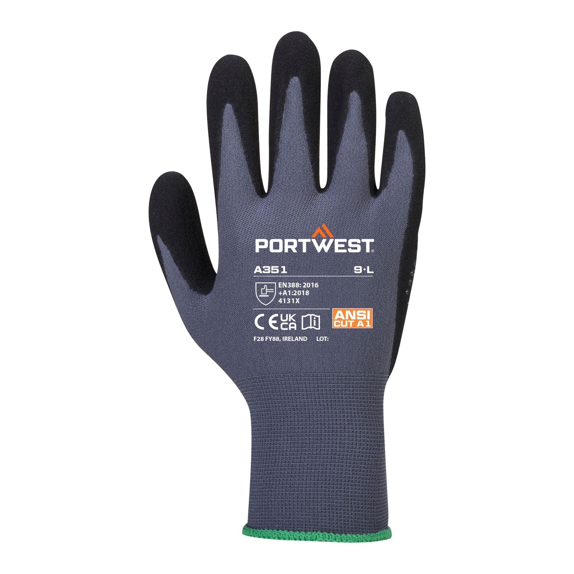 DermiFlex Plus Handschoen - Grijs/zwart - achterkant