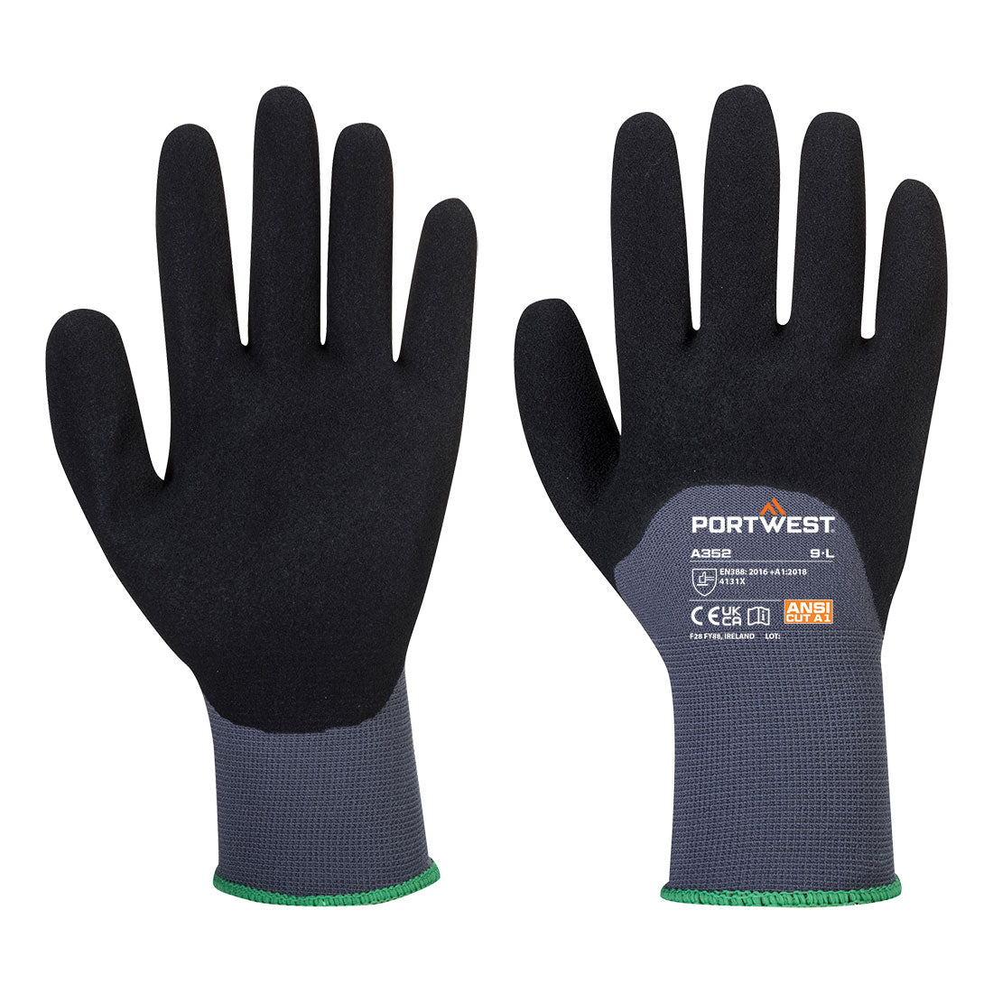 Grip 15 Nitrile Sandy 3/4 Palm Glove - Grey/Black