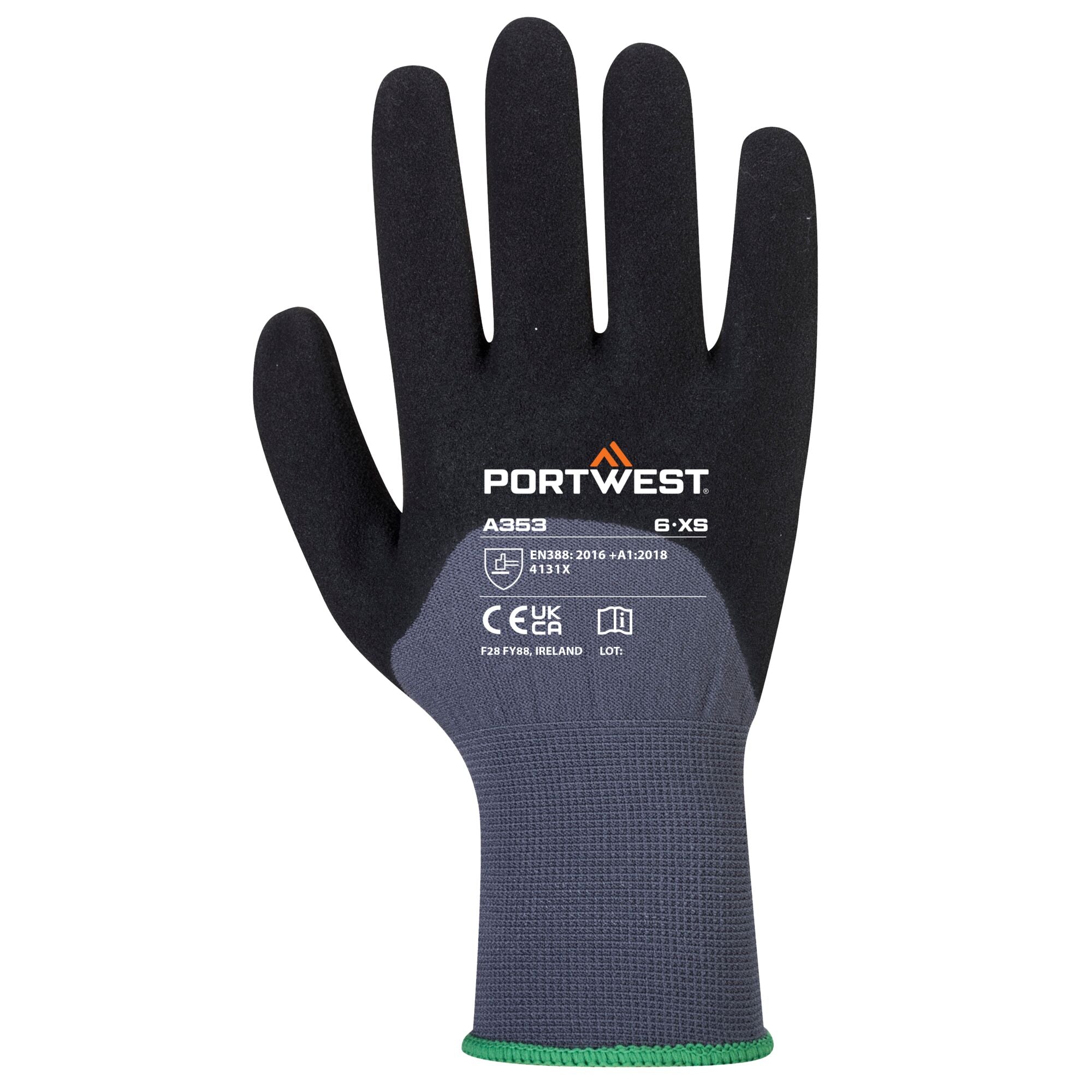 DermiFlex Ultra Plus Handschoen - Grijs/zwart - achterkant