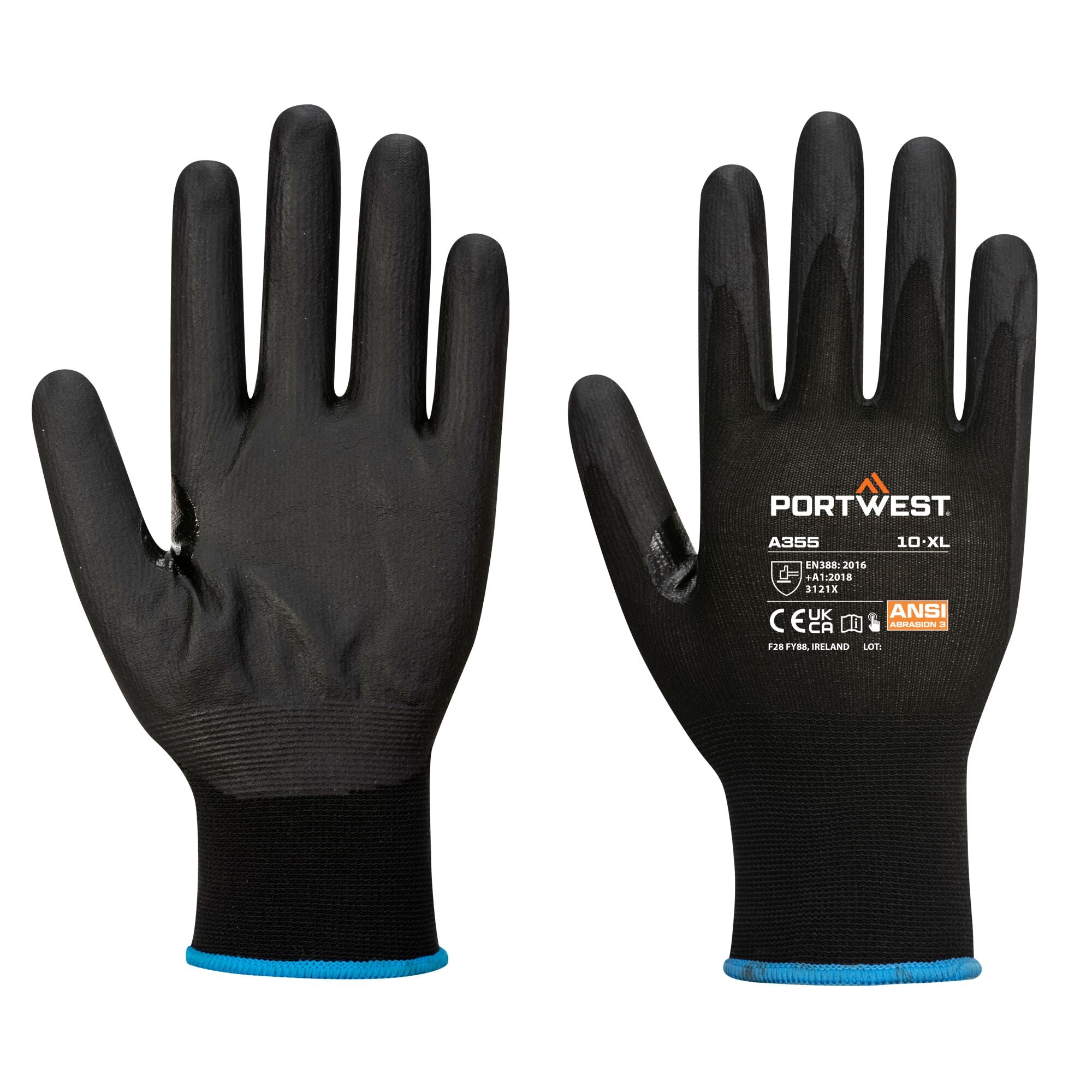NPR15 Touchscreenhandschoen van nitrilschuim (PK12) - Zwart
