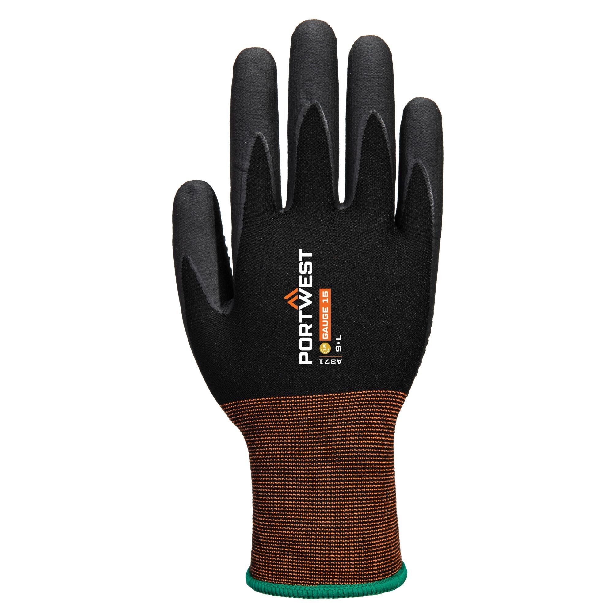 GP Grip 15 Nitril Micro Foam Handschoen met dots - Zwart - achterkant