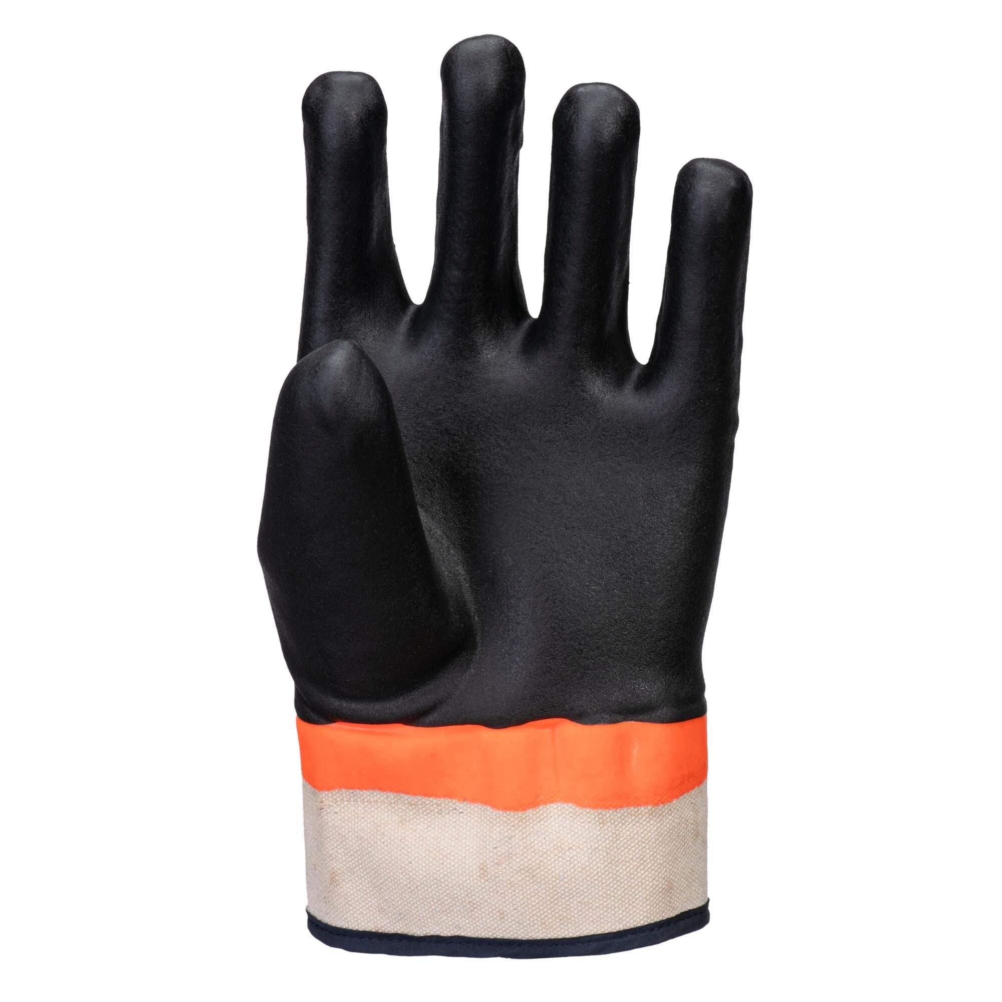 Grip PVC Sandy Dubbel gedipte handschoen - Zwart/Oranje - opname 2