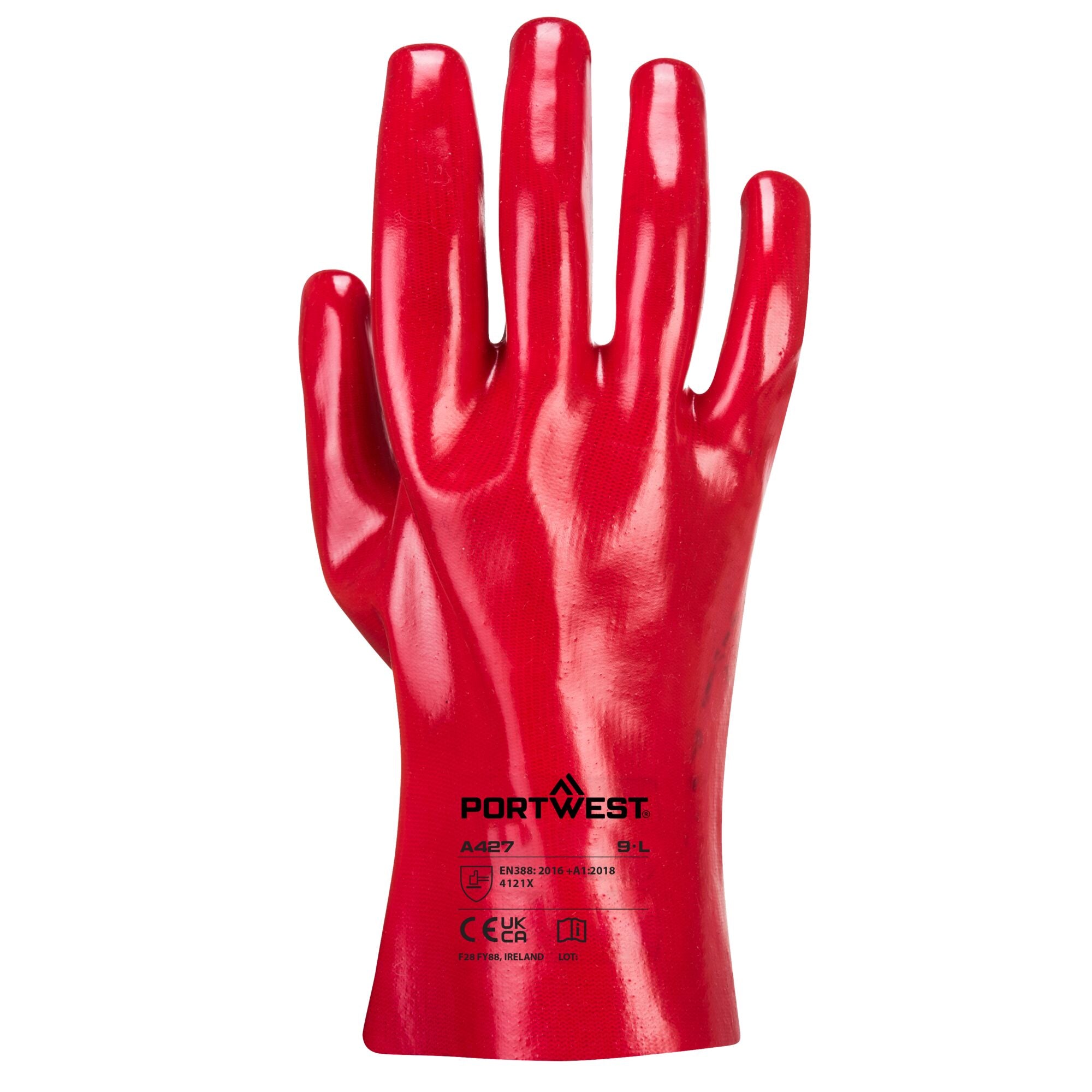 PVC-Werkhandschoen A427 - Rood - achterkant
