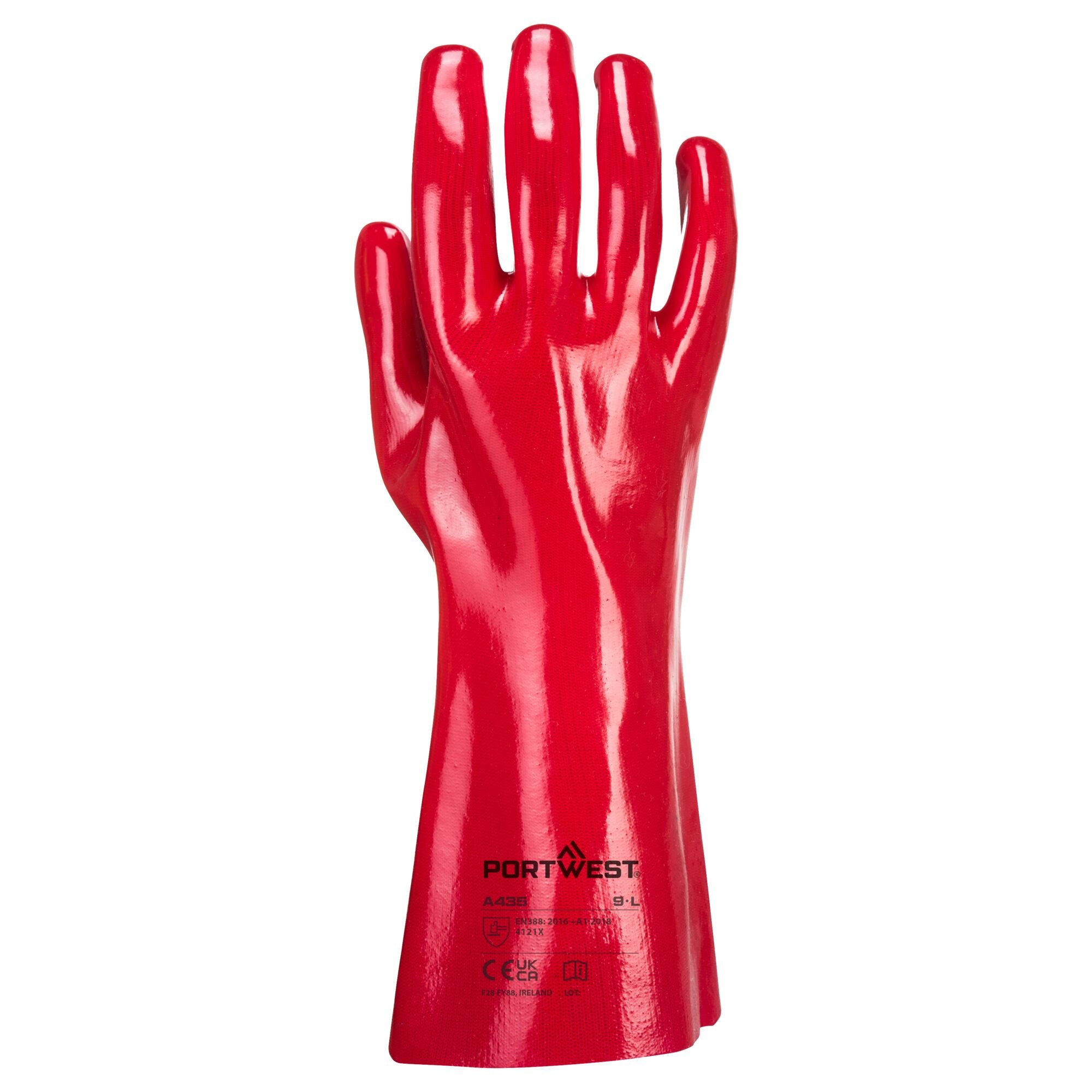 PVC-Werkhandschoen A435 - Rood - achterkant
